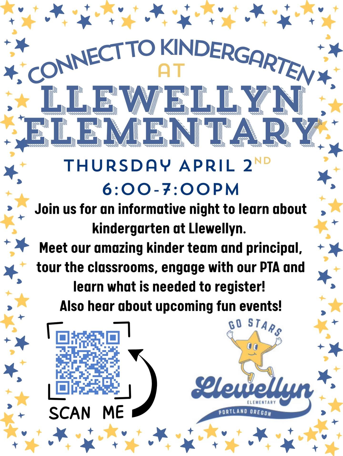 ✨ Kindergarten starts here! ✨

Join us at Llewellyn Elementary on April 2nd, 6&ndash;7 PM to meet teachers, tour classrooms, and get ready for the year ahead.

We can&rsquo;t wait to meet our future stars! ⭐