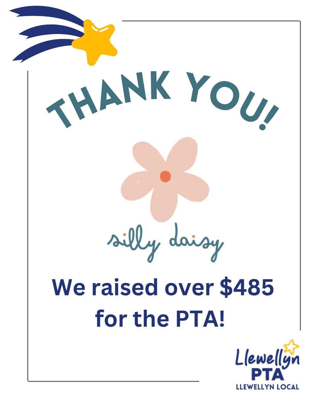 Llewellyn Local Shop Out at Silly Daisy: Thanks to everyone who supported this event&mdash;and to Silly Daisy for donating a portion of their sales&mdash;we raised over $485 for the PTA! 🎉⭐