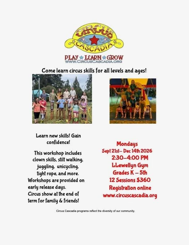Registration is open for these after-school activities in our neighborhood!  @weareroguepack and @circuscascadia. Visit their websites to learn more and sign up.