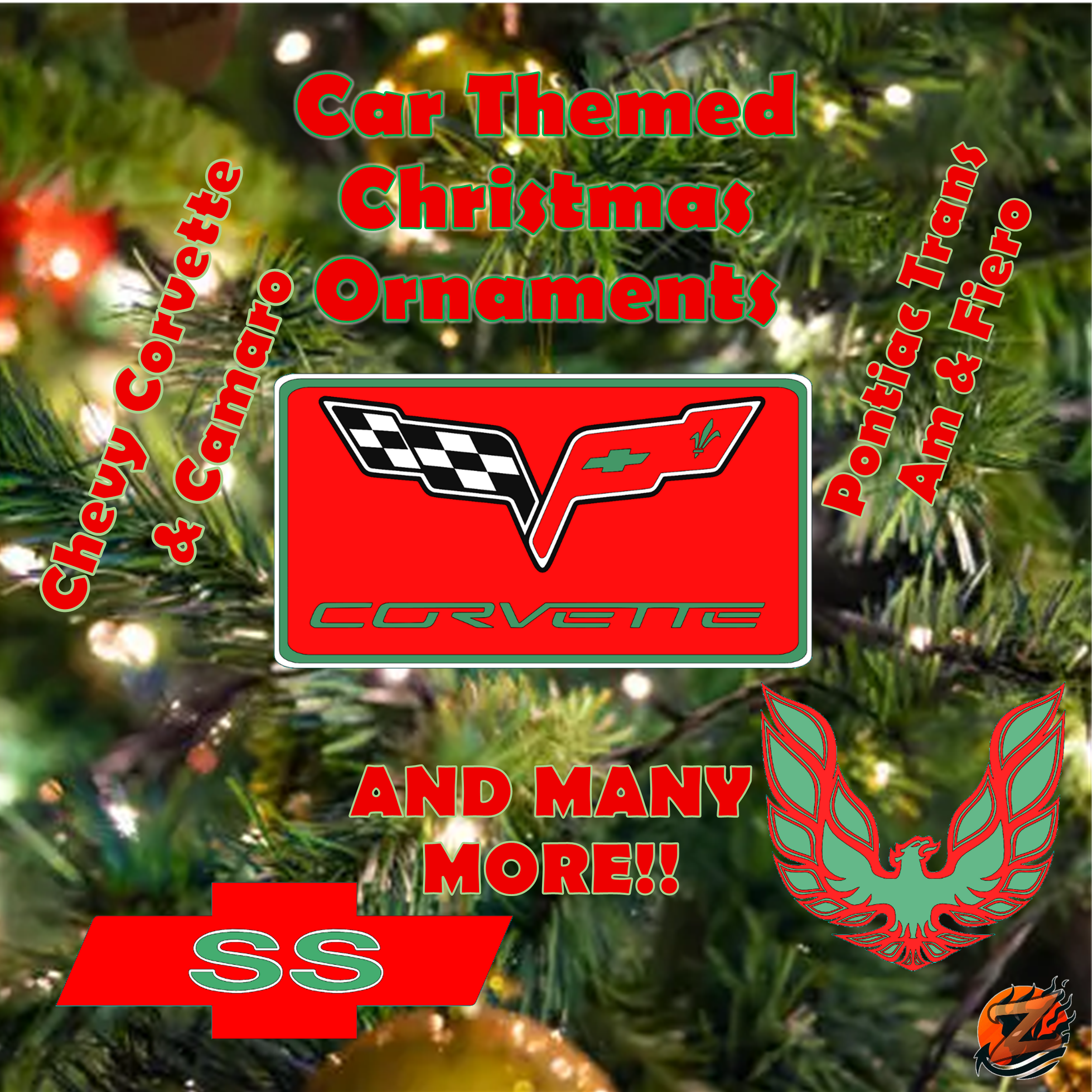 Xmas christmas ornaments stocking stuffer bingers binger's creations mod crazy gift present auto enthusiast corvette gearhead chevy pontiac 1977 firebird trans am 5.7L V8 muscle car