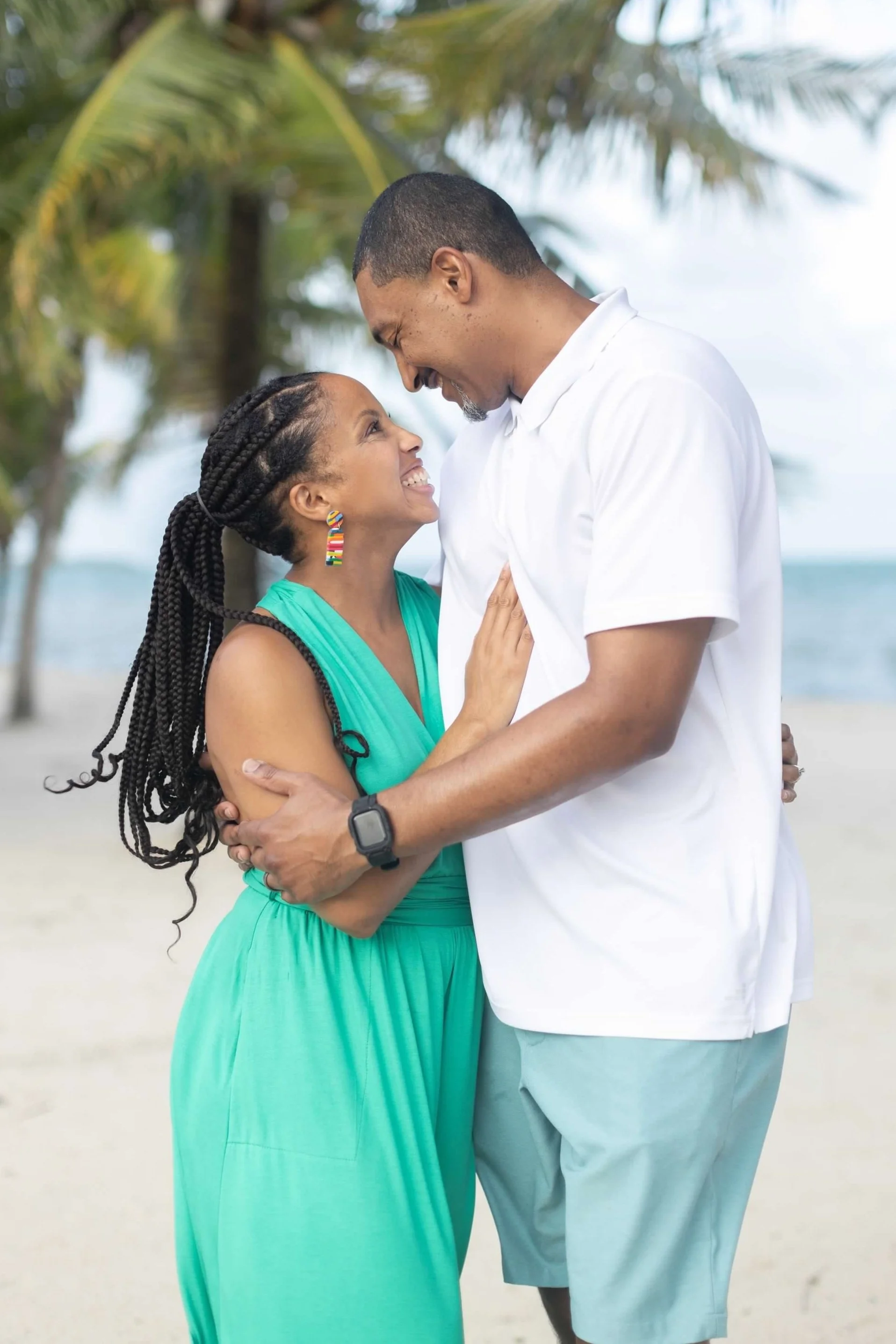 black love, black couple gazing at each other lovingly