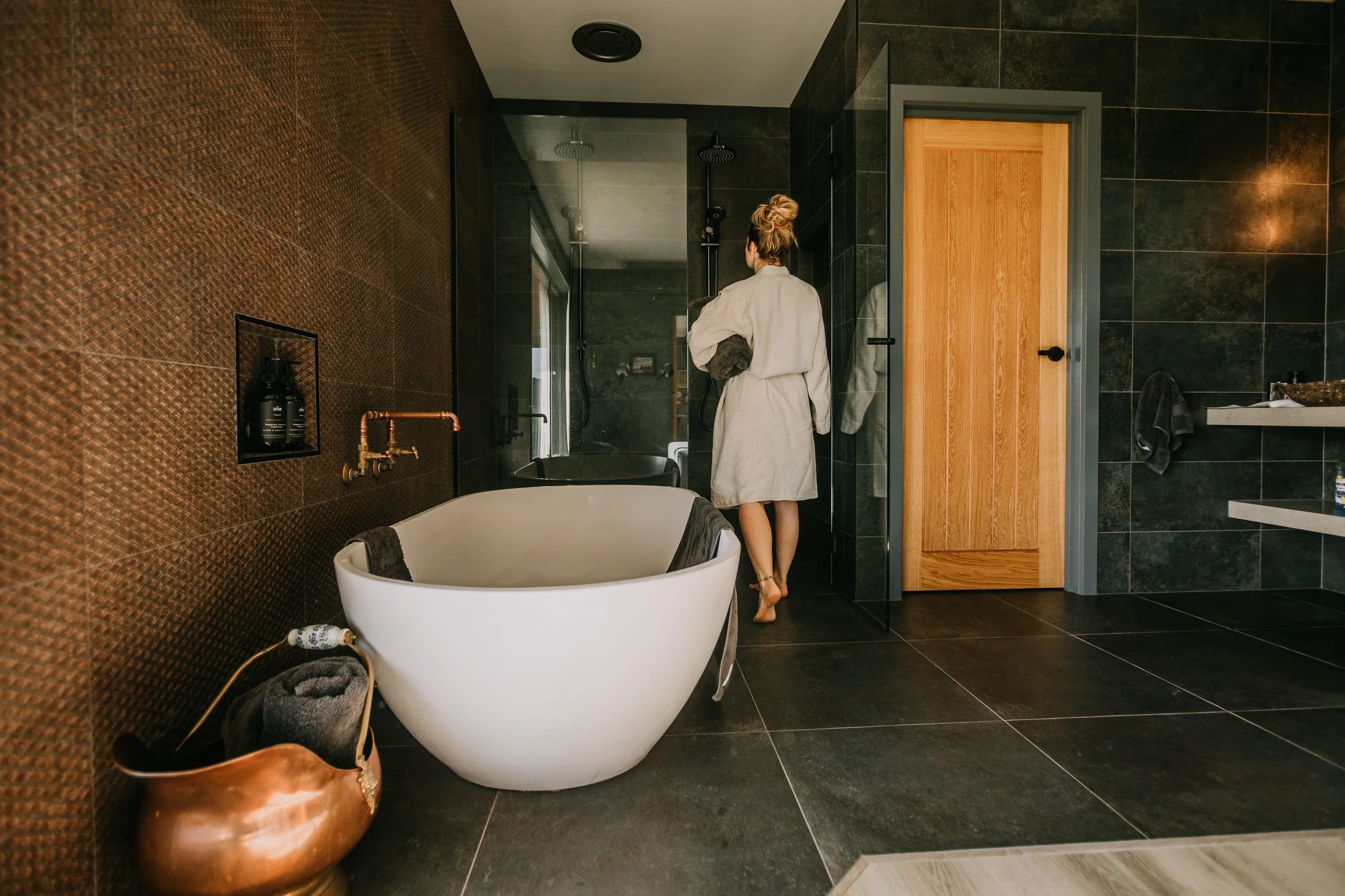 Walking into a double shower