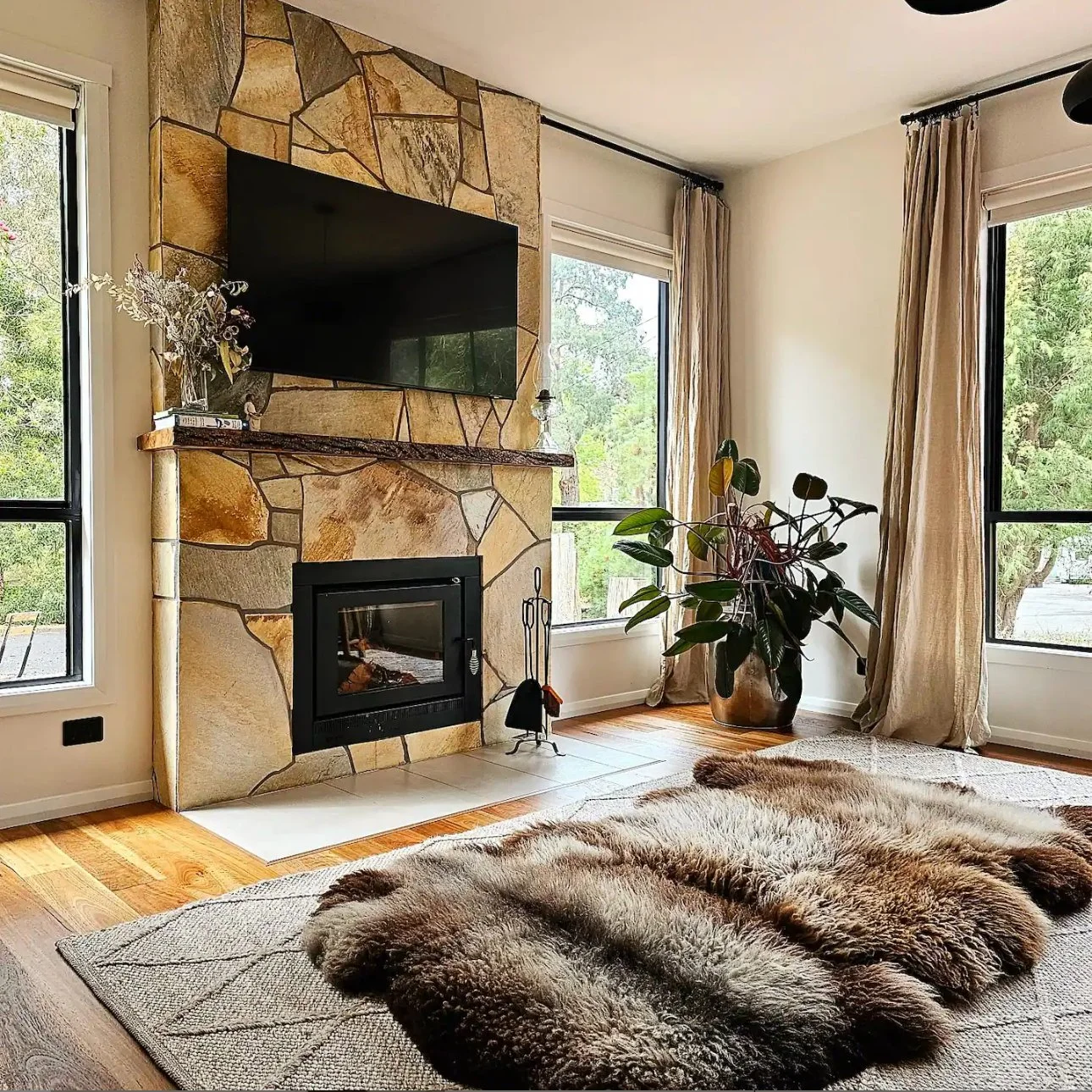 Mr &amp; Mrs Hemsley rug by fire 