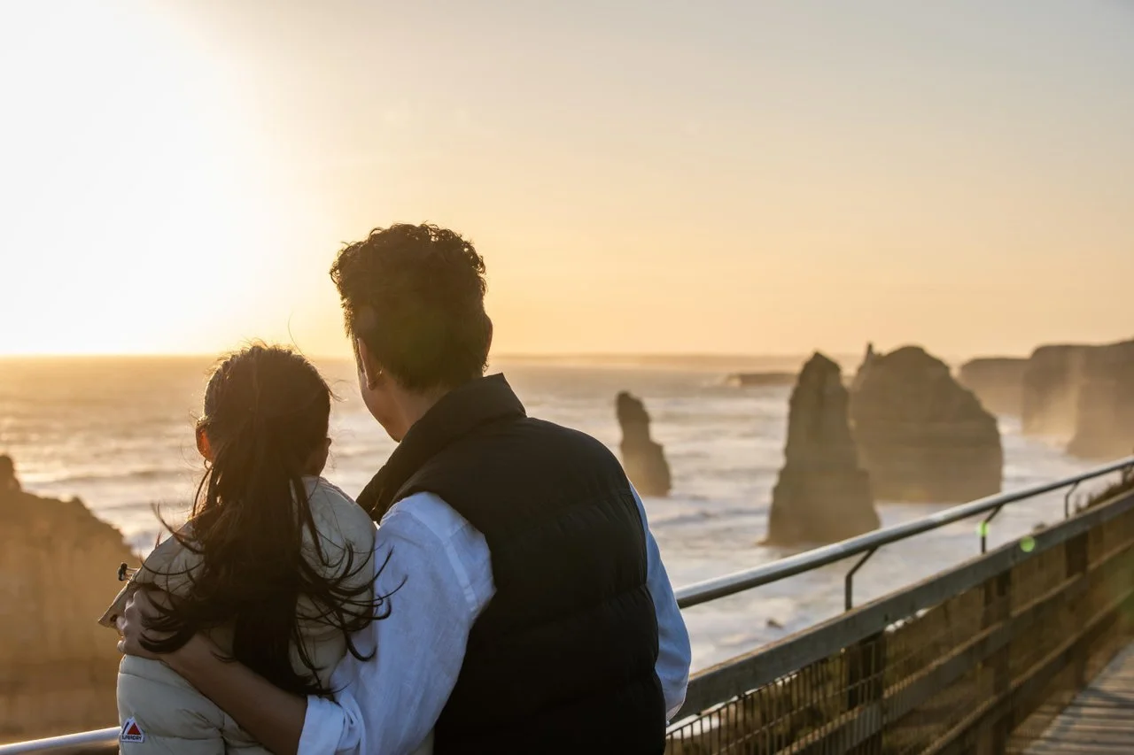 Couple escaping to the Great Ocean Road to watch the sunset