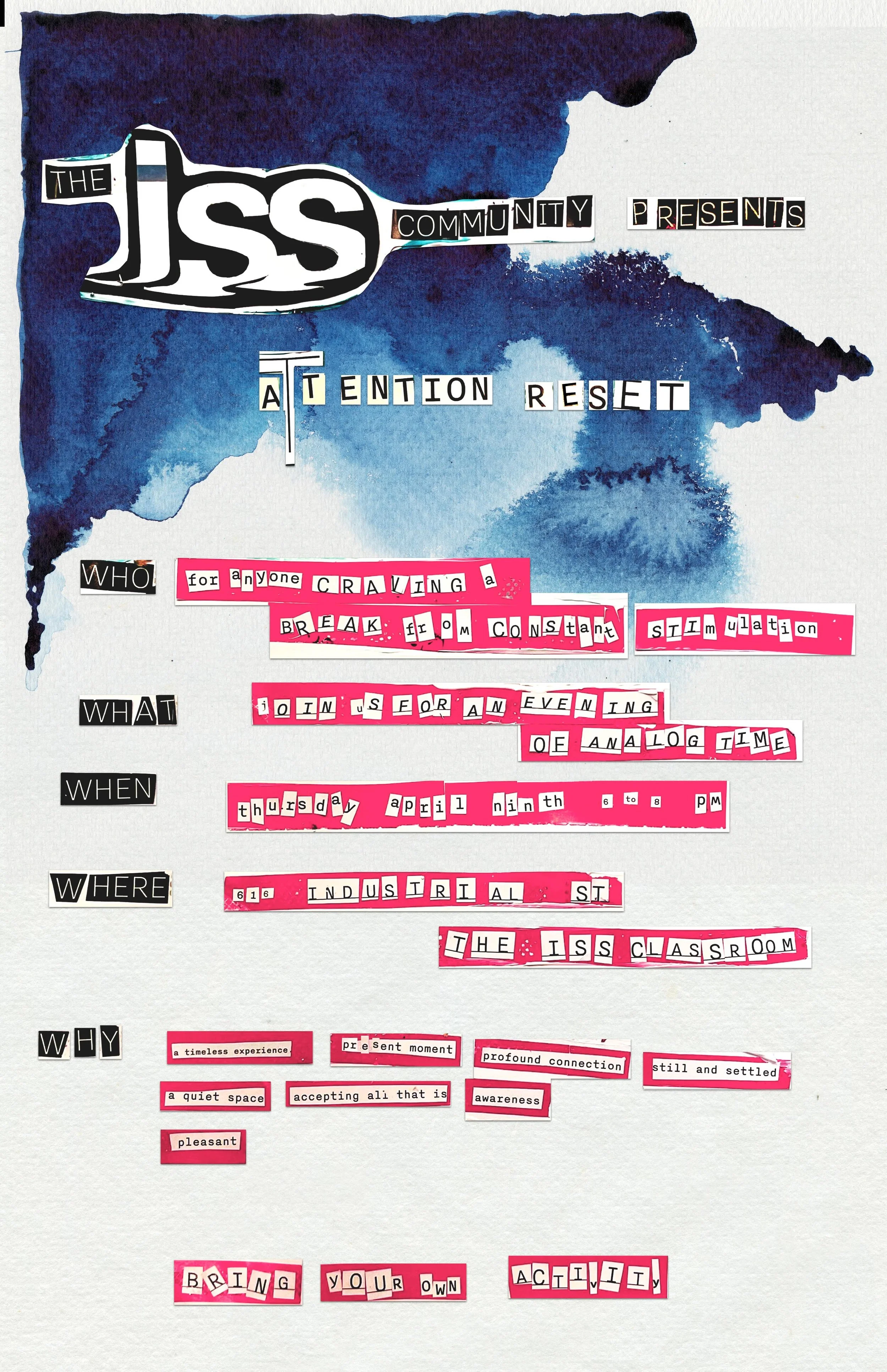 Attention Reset – An Evening of Analog Time: Thursday, 4/9