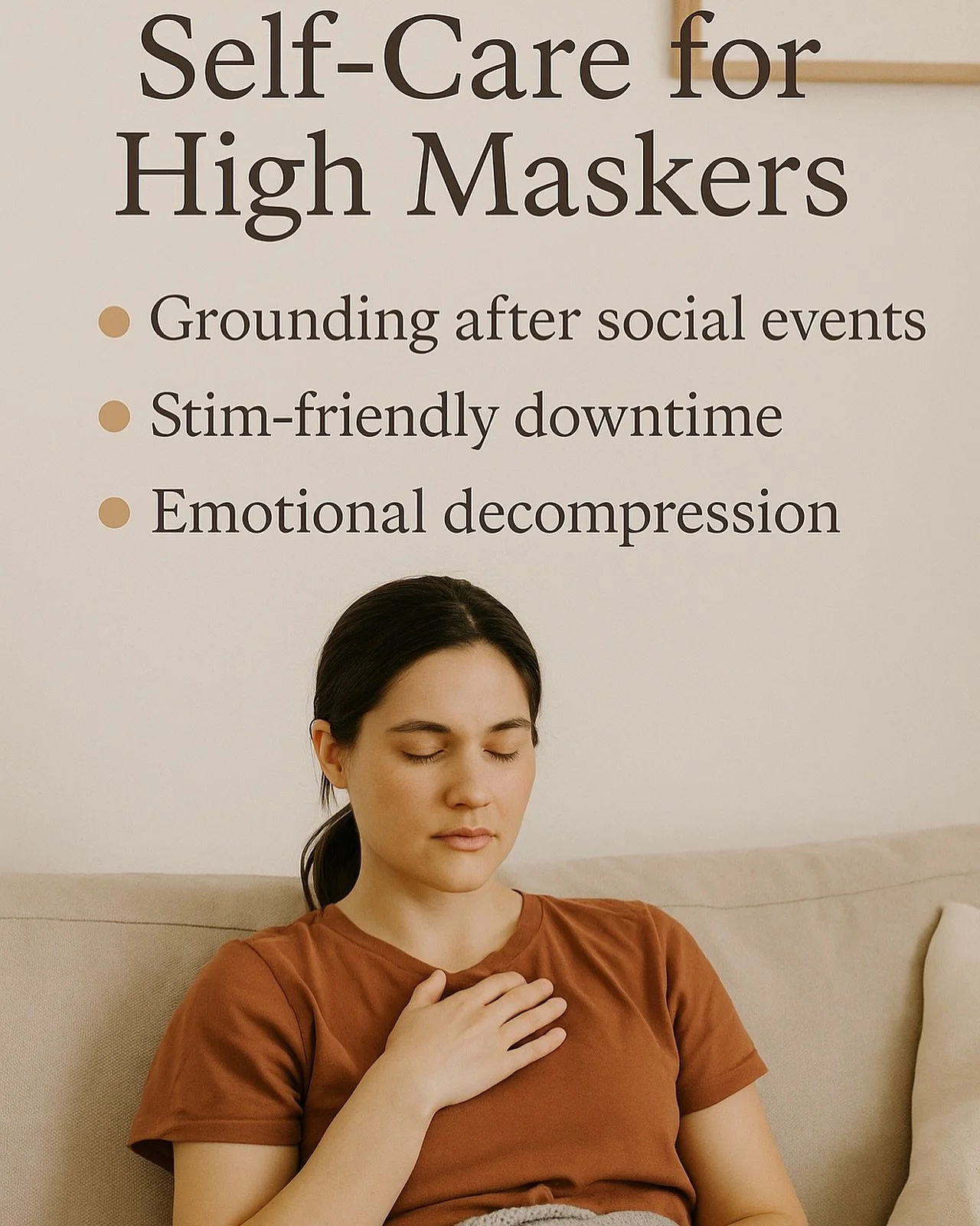 You&rsquo;ve masked your way through another day &mdash;
Small talk? Nailed.
Smiled through overwhelm? Done.
Held it together in a loud, bright, too-much space? Absolutely.

Now your brain&rsquo;s fried, your body&rsquo;s buzzing, and your soul needs