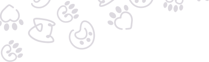 Black background with white paw prints, musical notes, and hearts.