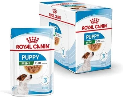 Royal Canin Puppy Mini dry dog food packaging and box