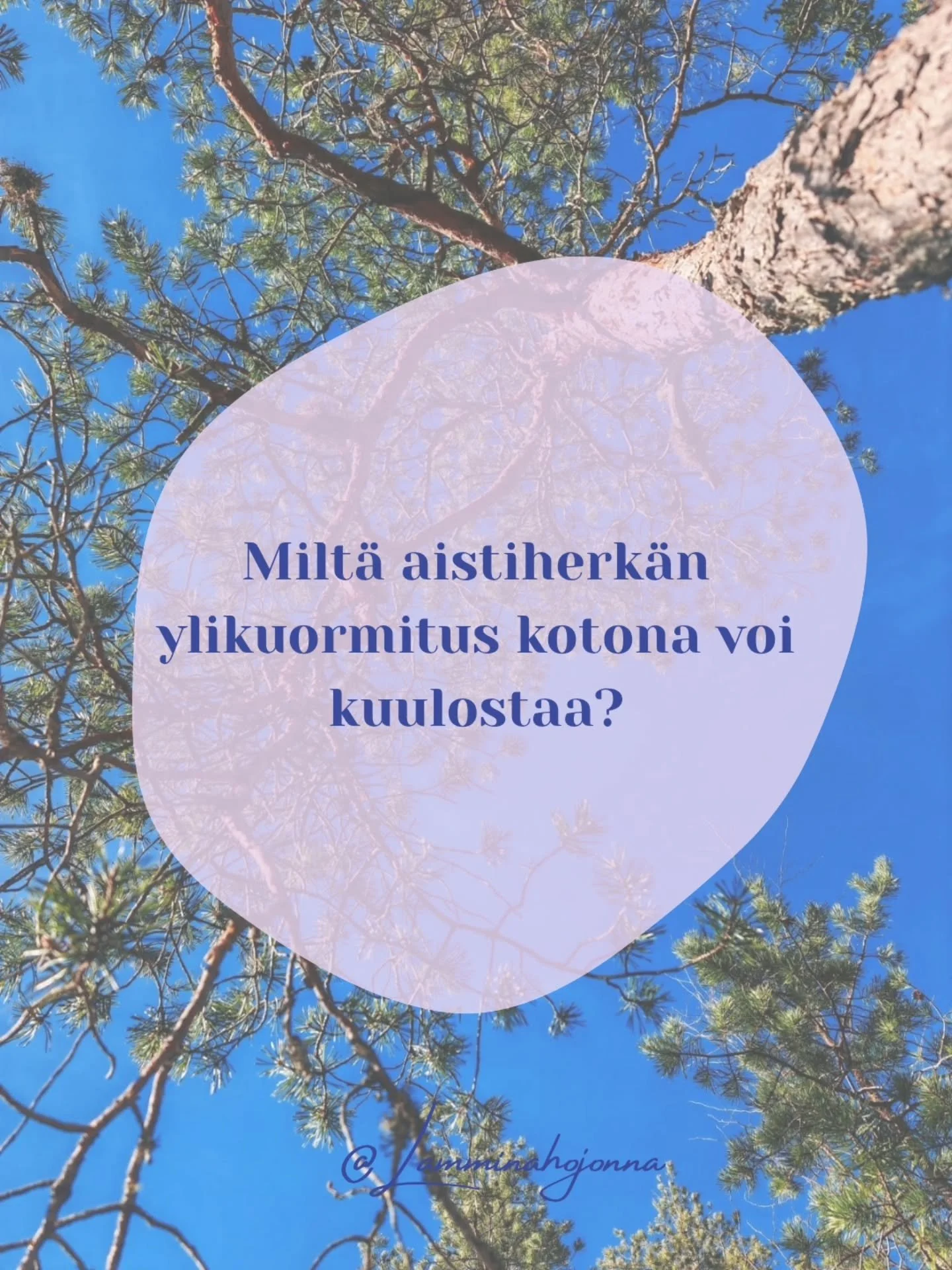 Tunnistatko? 🫣

Muista, ett&auml; s&auml; et oo "hankala tyyppi", s&auml; oot vain ylikuormittunut ja sun hermosto reagoi &auml;rsykkeisiin tavallista voimakkaammin🩷

Ja just t&auml;n takia aistiherk&auml;ll&auml; ymp&auml;rist&ouml;n mer