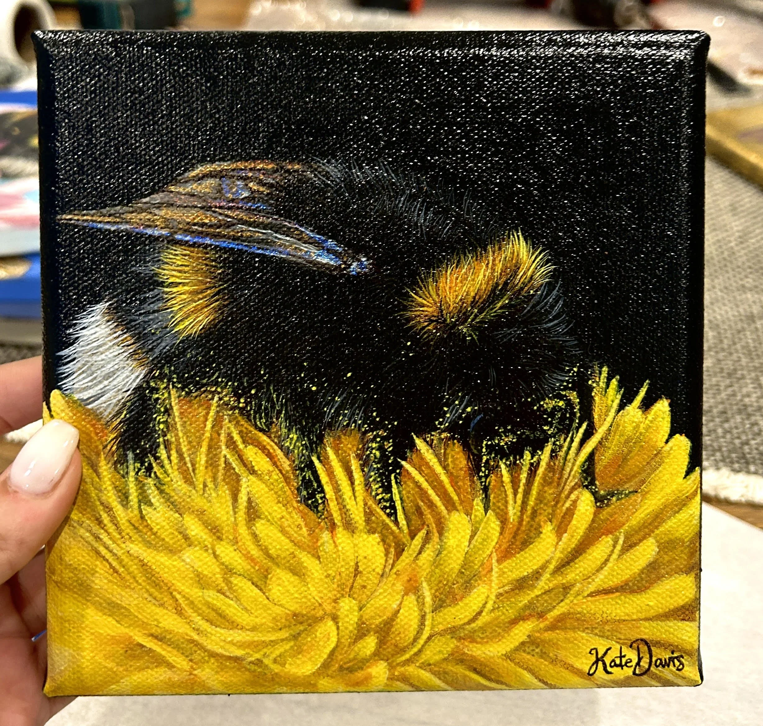 'Golden Harvest' (SOLD)    15.24 x 15.24 cm, acrylic on canvas, framed. AUD $200