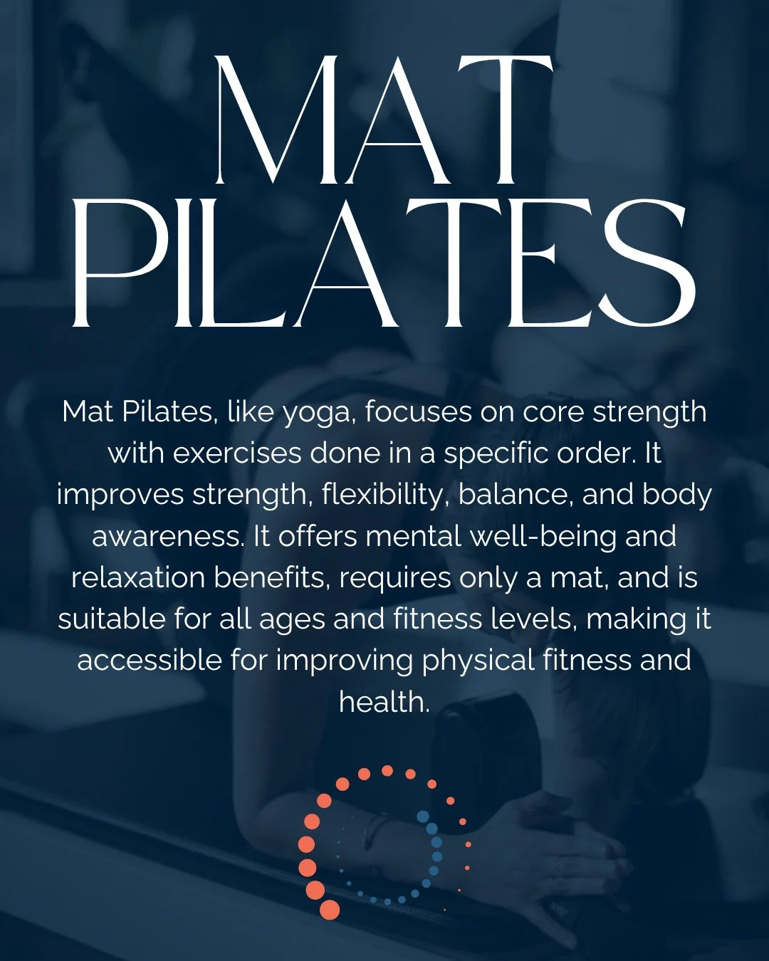 ✨ Strength, stability, and balance begin on the mat. Mat Pilates is a powerful yet accessible way to build core strength, improve flexibility, and deepen body awareness&mdash;no equipment needed, just your mat and your breath.⁠
⁠
Benefits of Mat Pila