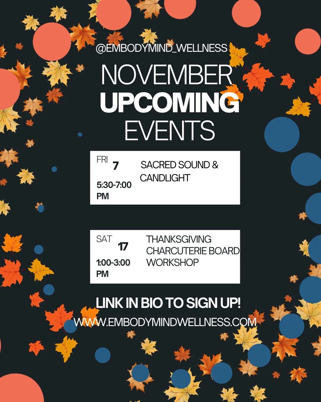 ✨ This Friday, Nov 8 | 5:30&ndash;7:00 PM⁠
🎵 Sound Healing with Jolie Therrien &mdash; $30⁠
Let soothing vibrations melt away stress and restore balance from the inside out. This 90-minute sound bath uses healing frequencies to help you release tens