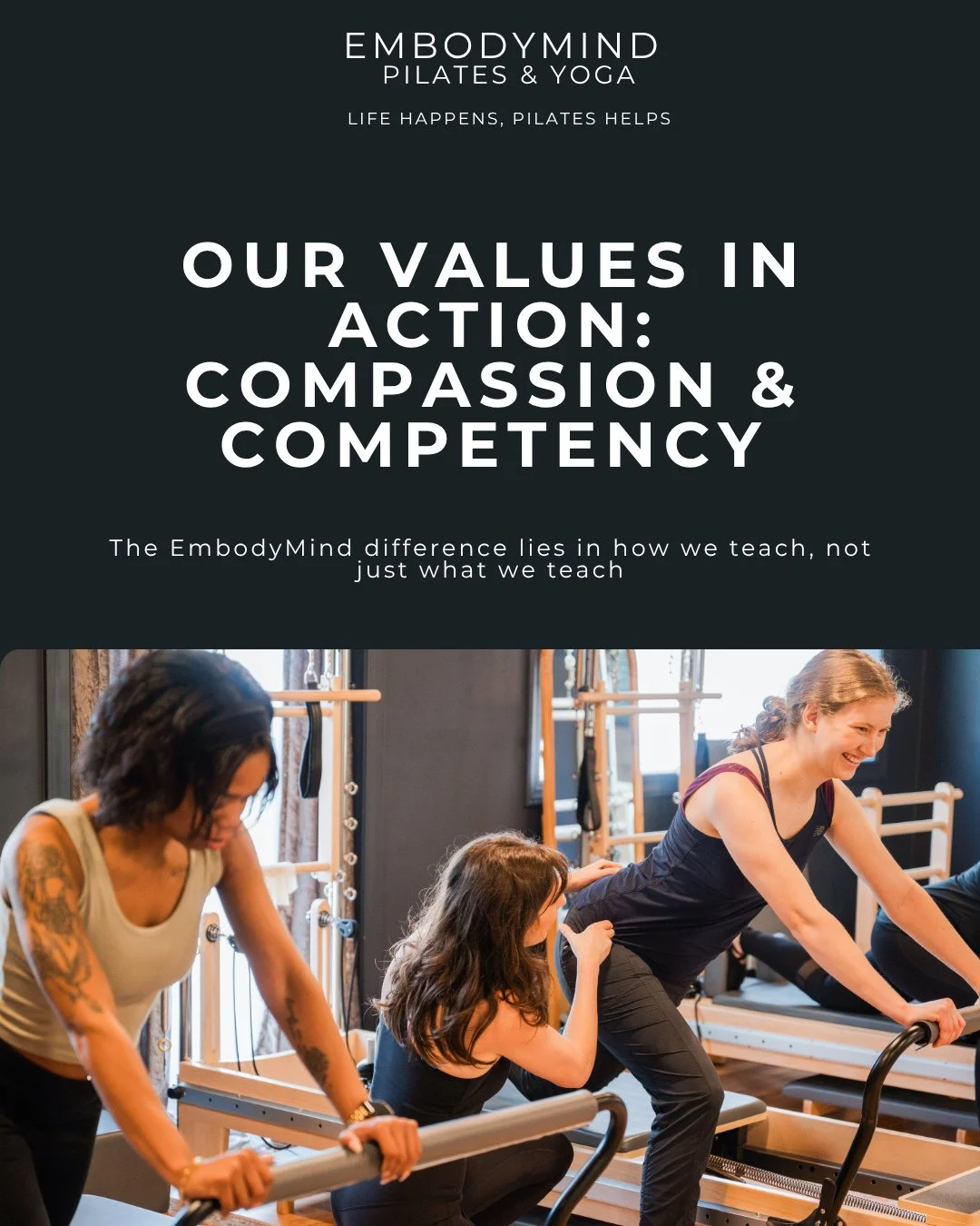 At EmbodyMind, we believe true transformation starts with compassion &mdash; both for yourself and from your instructors.⁠
⁠
Every class is guided by teachers who are not only highly trained, but deeply attentive. Competency isn&rsquo;t about perfect