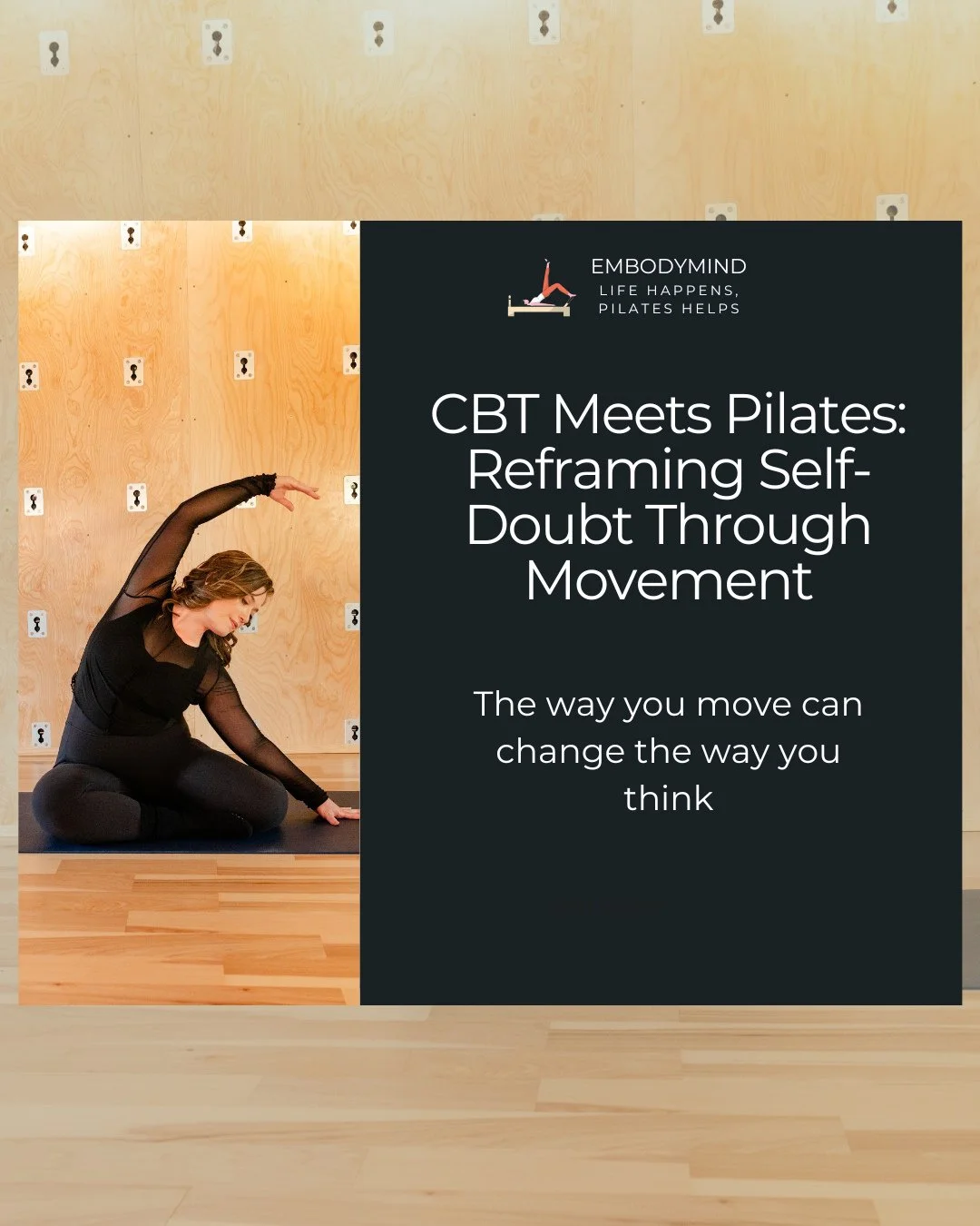 Cognitive Behavioral Therapy (CBT) teaches us that thoughts shape emotions &mdash; and actions can reshape thoughts.⁠
⁠
 Pilates works the same way.⁠
⁠
When you move intentionally, focusing on alignment, breath, and control, you&rsquo;re training awa