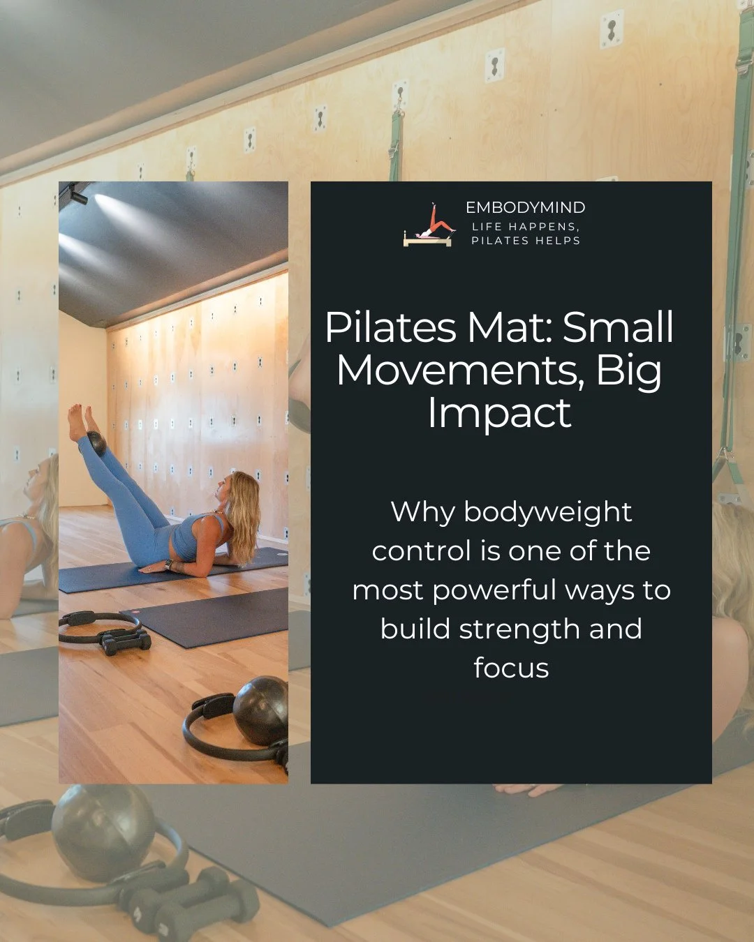 Mat Pilates looks simple &mdash; until you try it.⁠
⁠
Without the Reformer&rsquo;s springs to assist or resist, your body becomes the machine.⁠
⁠
Each small movement calls on deep stabilizers, improving core control, spinal alignment, and concentrati