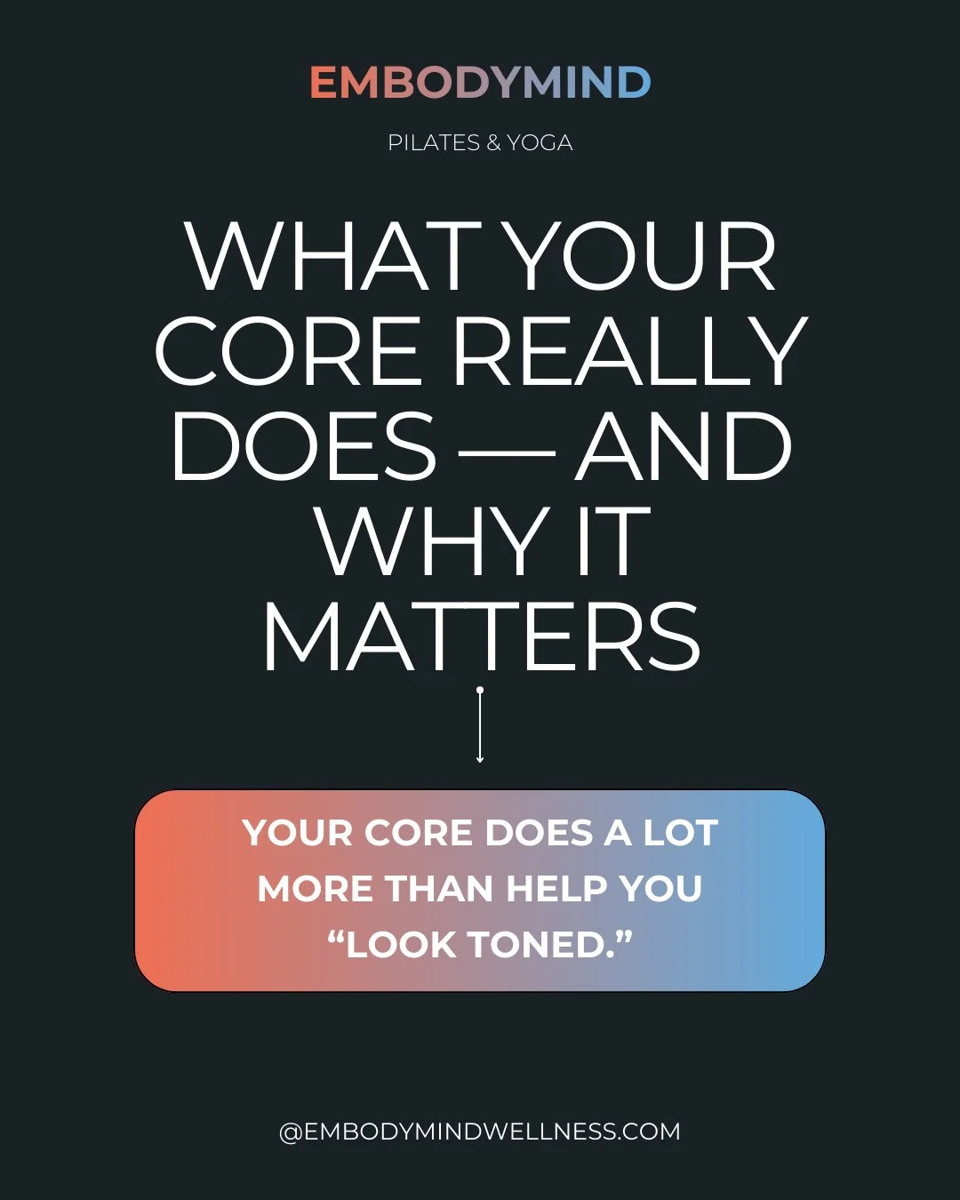 Your core is the foundation of how you sit, stand, lift, breathe, and move.⁠
⁠
But most core work targets surface muscles &mdash; not the deep system that stabilizes your spine.⁠
⁠
Pilates strengthens the deeper layers, improving posture, reducing ba