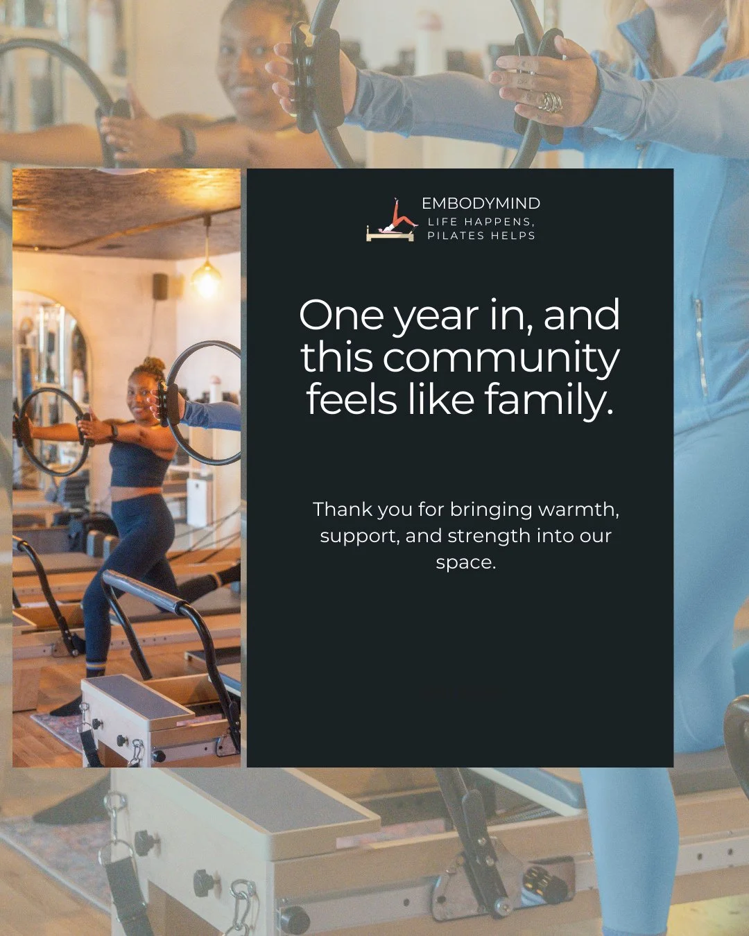 This time last year, we were preparing for our very first holiday season as a new studio.⁠
⁠
Today, we&rsquo;re celebrating with a full, thriving community &mdash; thanks to you.⁠
⁠
Your presence brings life to this place.⁠
⁠
Your stories, your laugh