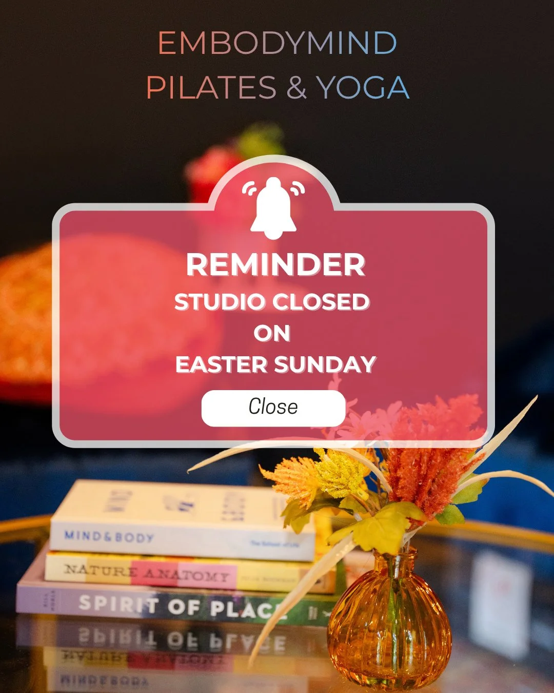 Just a friendly reminder that the studio is closed on Easter Sunday⁠
⁠