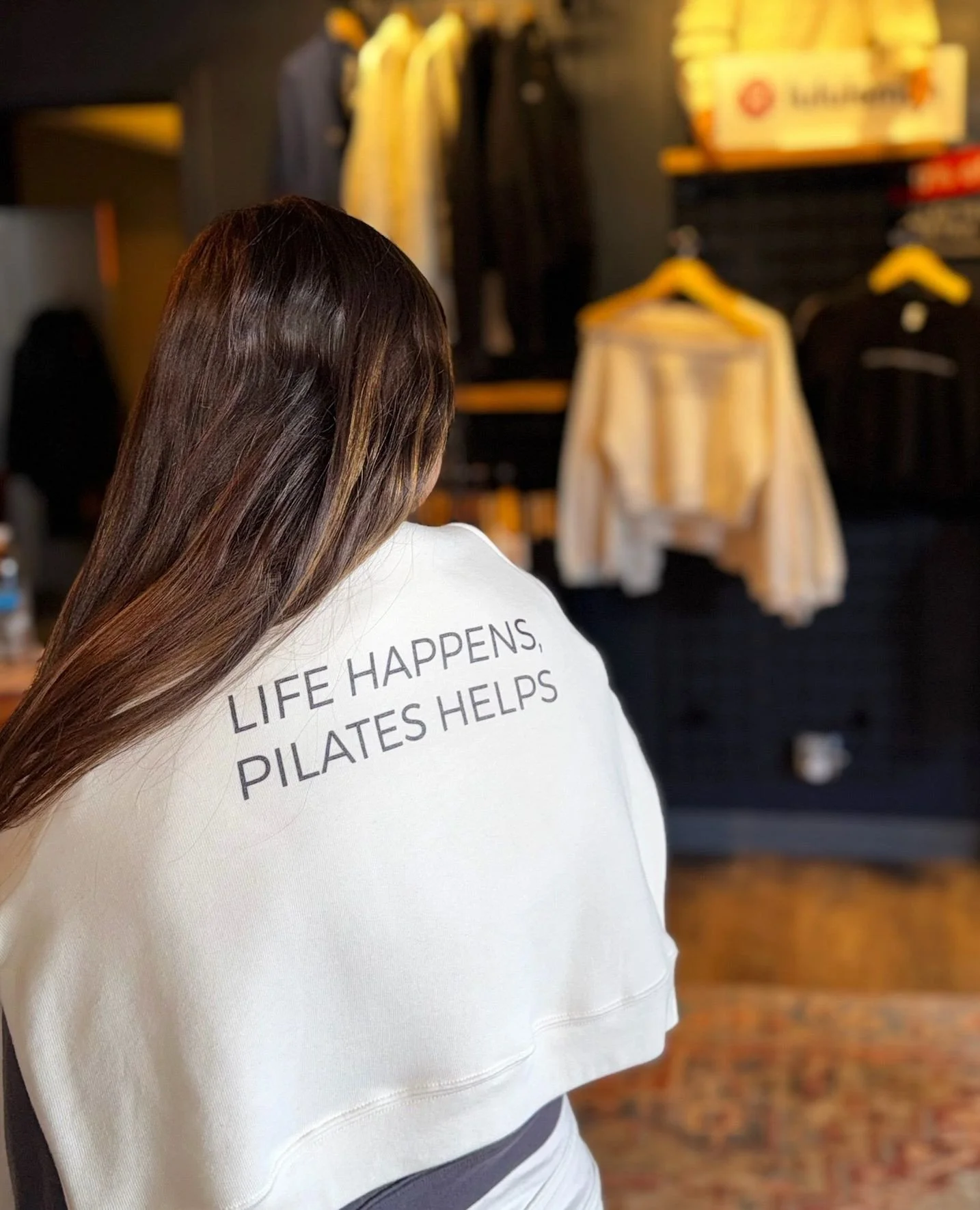Life happens. Pilates helps.⁠
⁠
A little reminder you can wear in (and out of) the studio.⁠
⁠
Available in-studio.