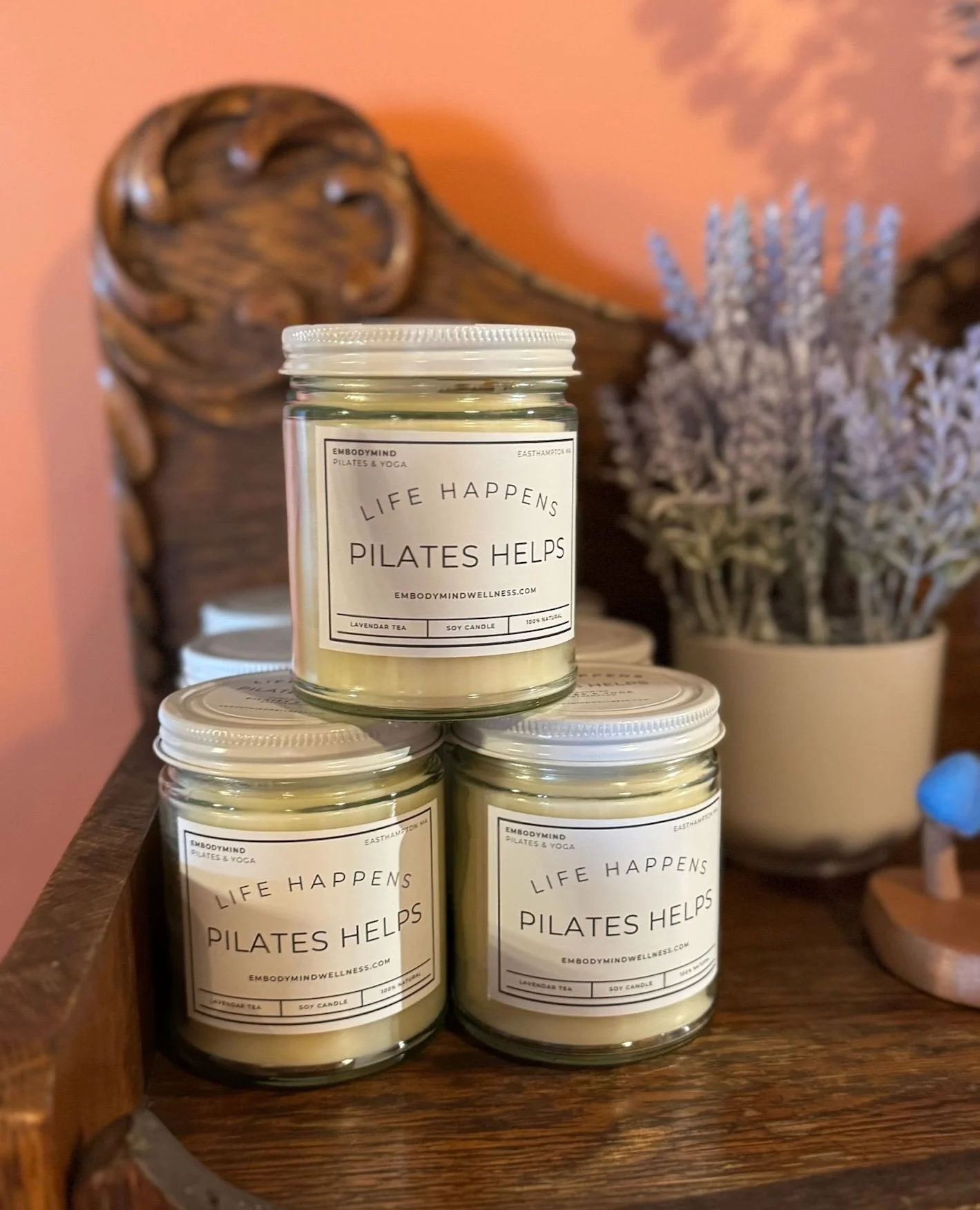 Life happens. Pilates helps.⁠
⁠
Now in candle form 🤍