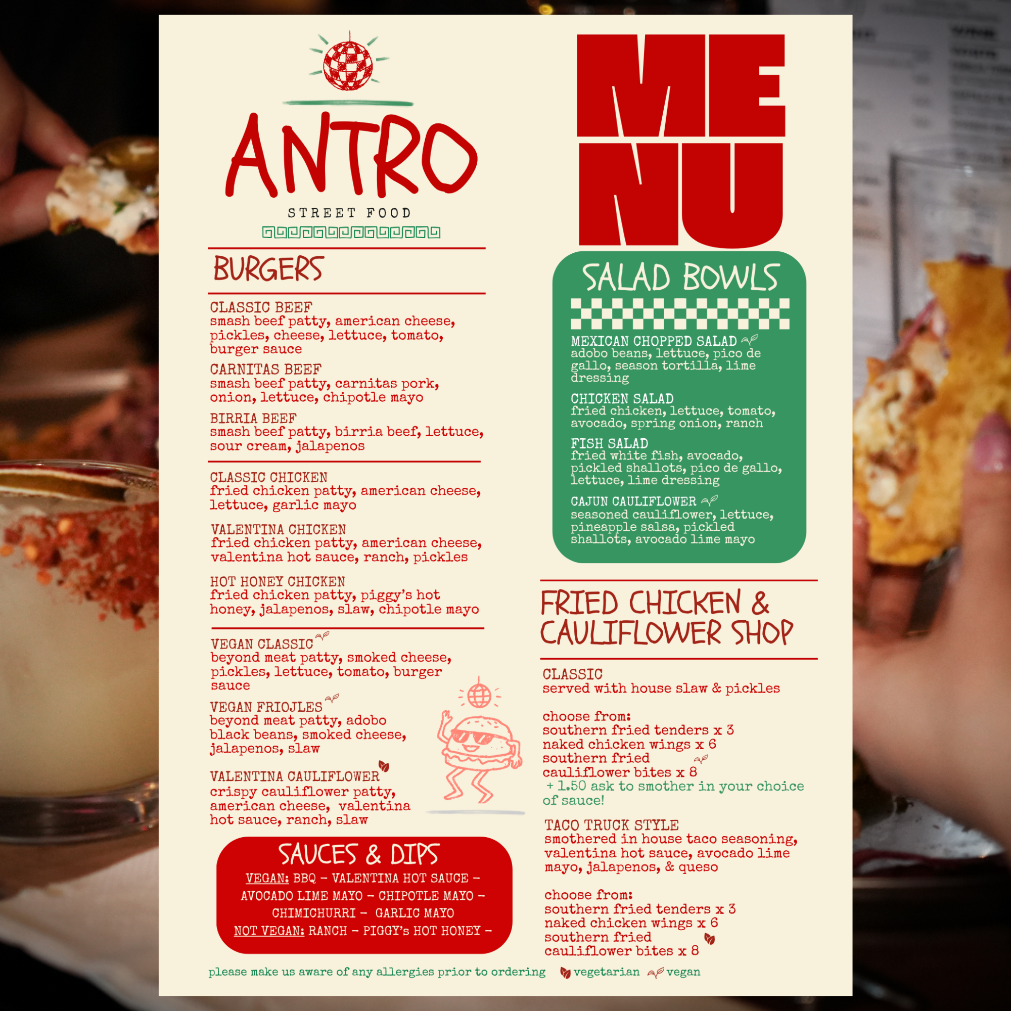 ANTRO Street Food Menu