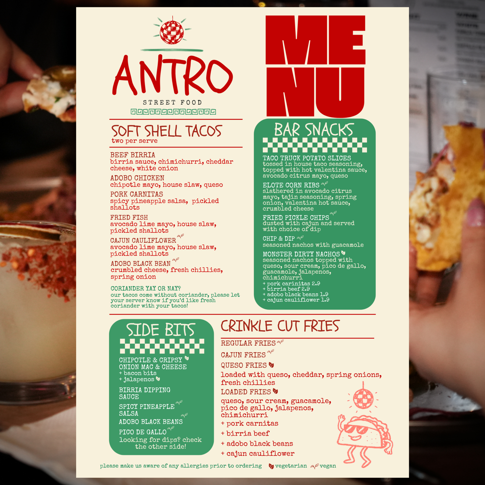 ANTRO Street Food Menu