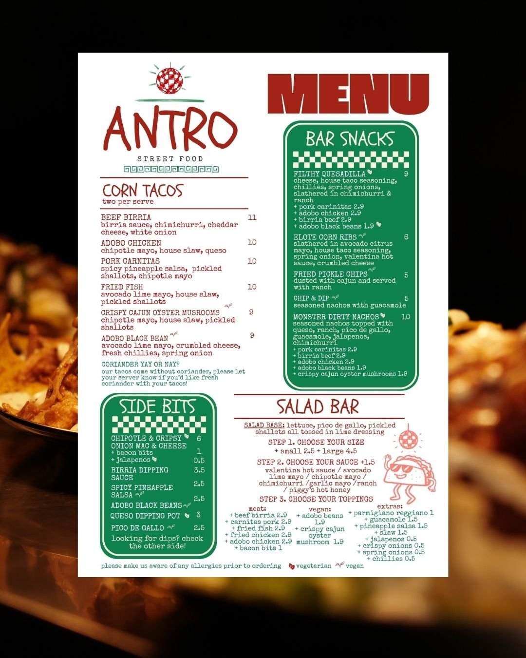 Phillies of Shawlands x Antro Food Menu