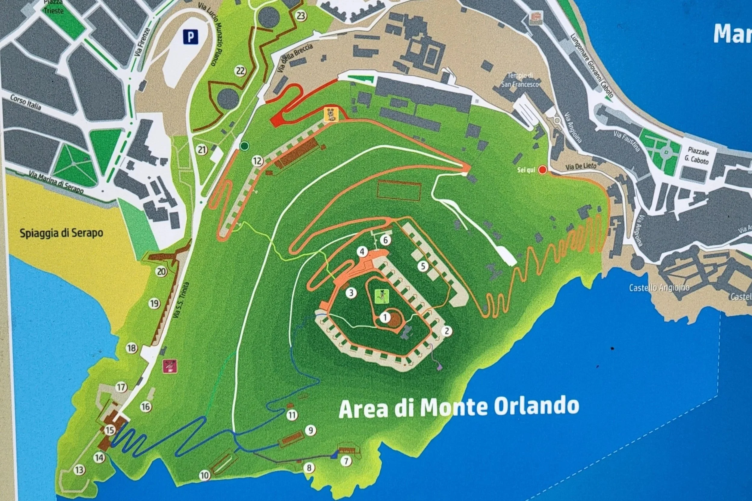 Map of Monte Orlando in Gaeta