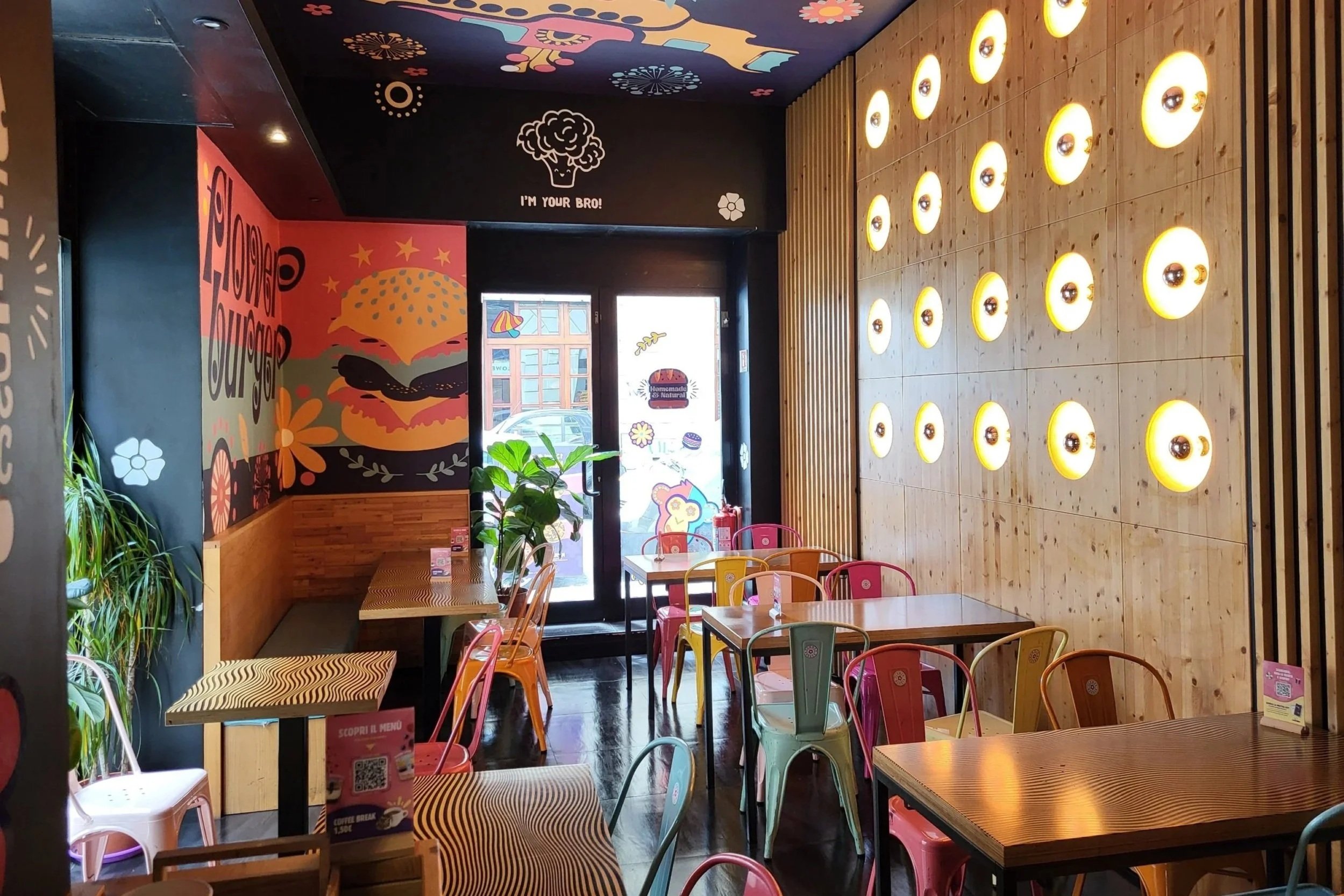 Seventies interior at Flower Burger