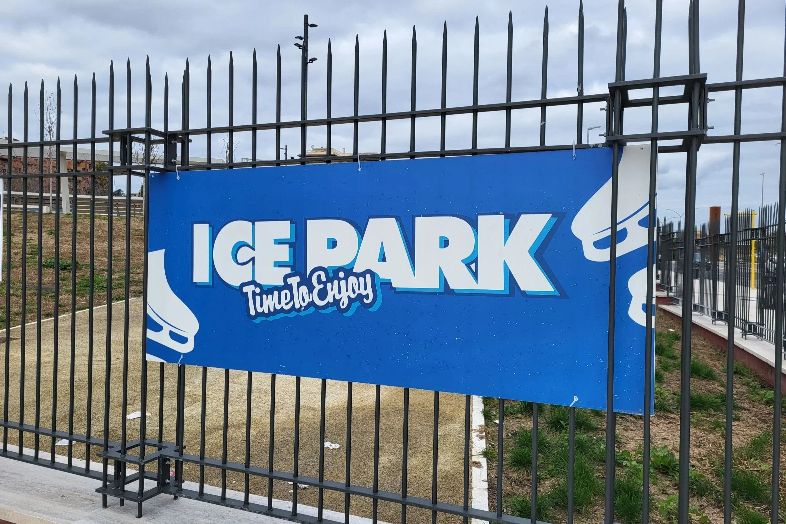 IcePark logo in Piazza Smart, outdoor ice rink in Rome