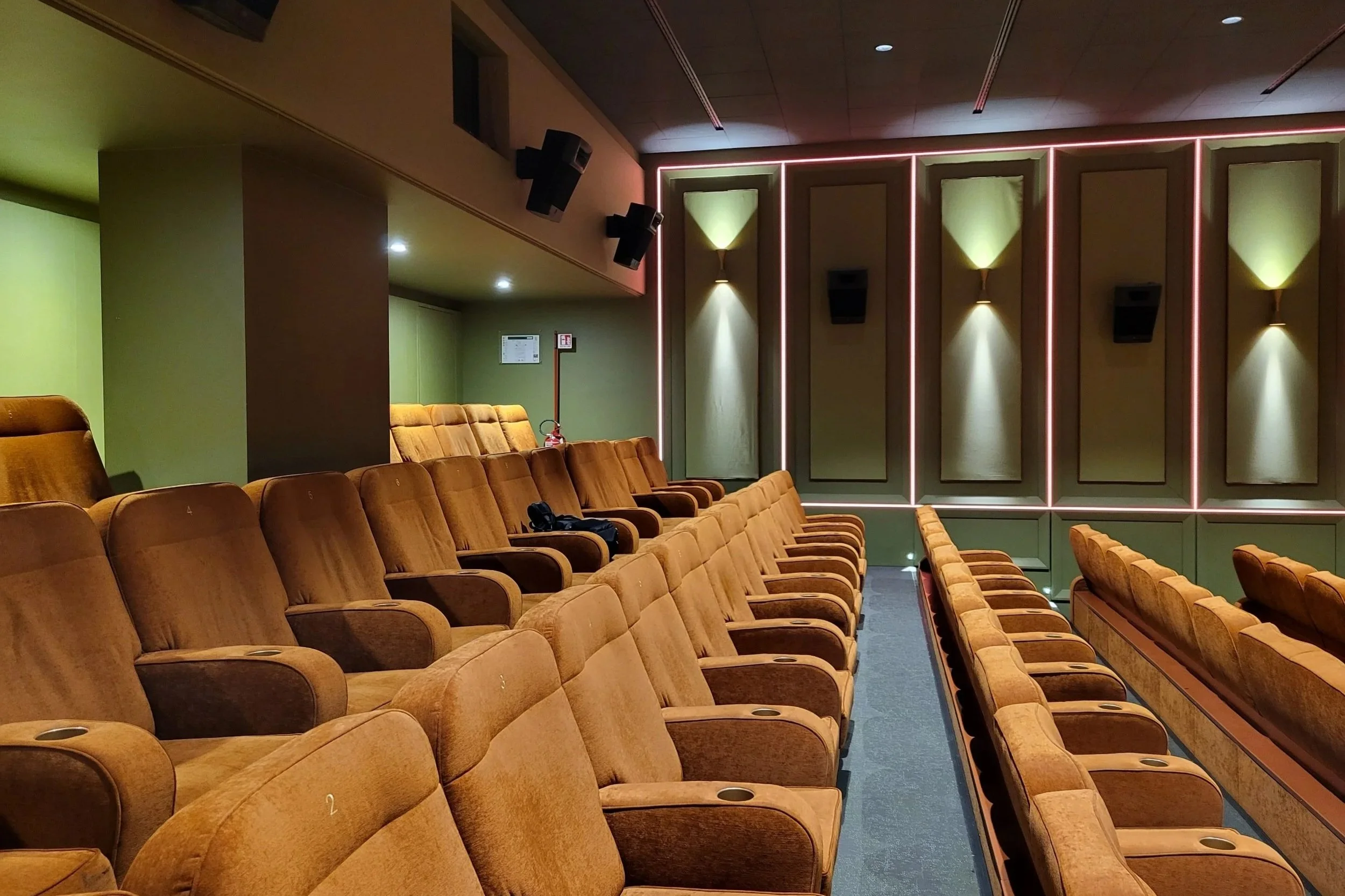 Interior of Cinema Barberini with comfortable seats and movie screen