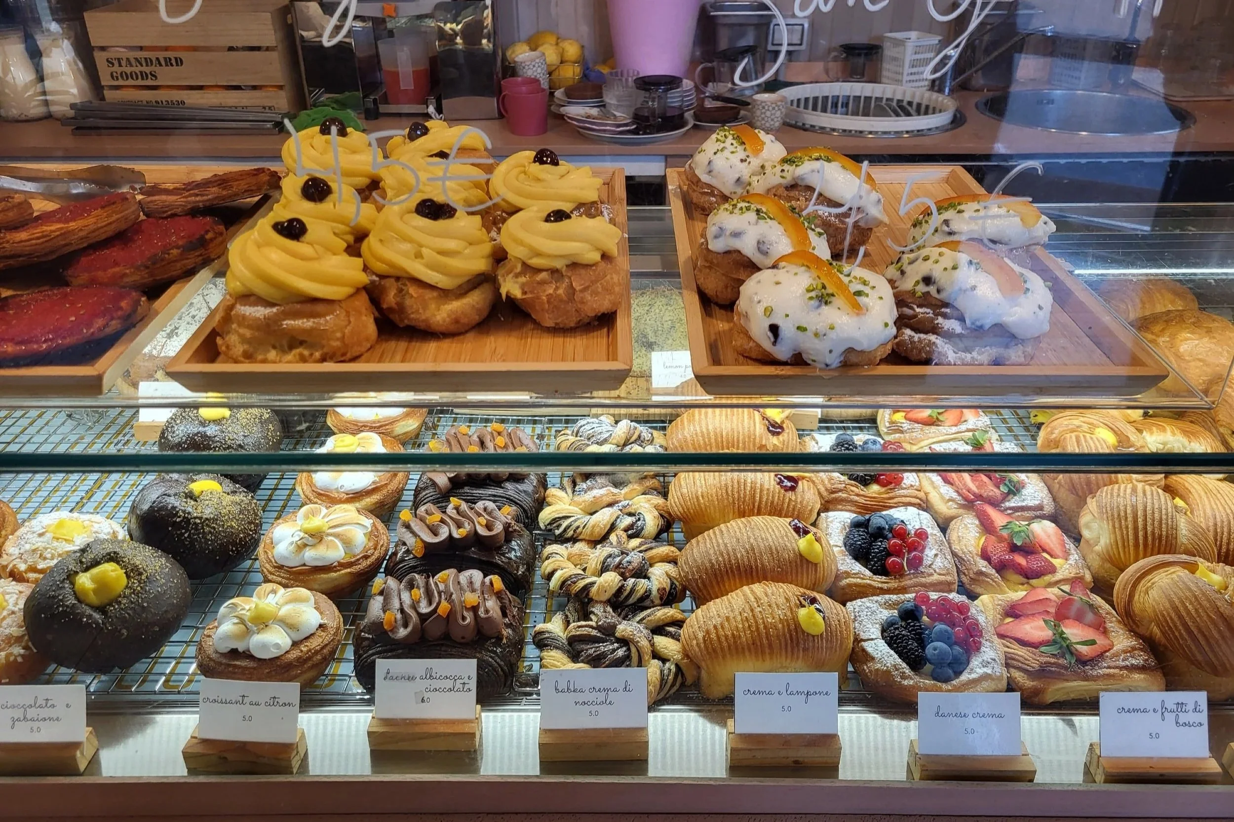 Pastry display in Café Merenda