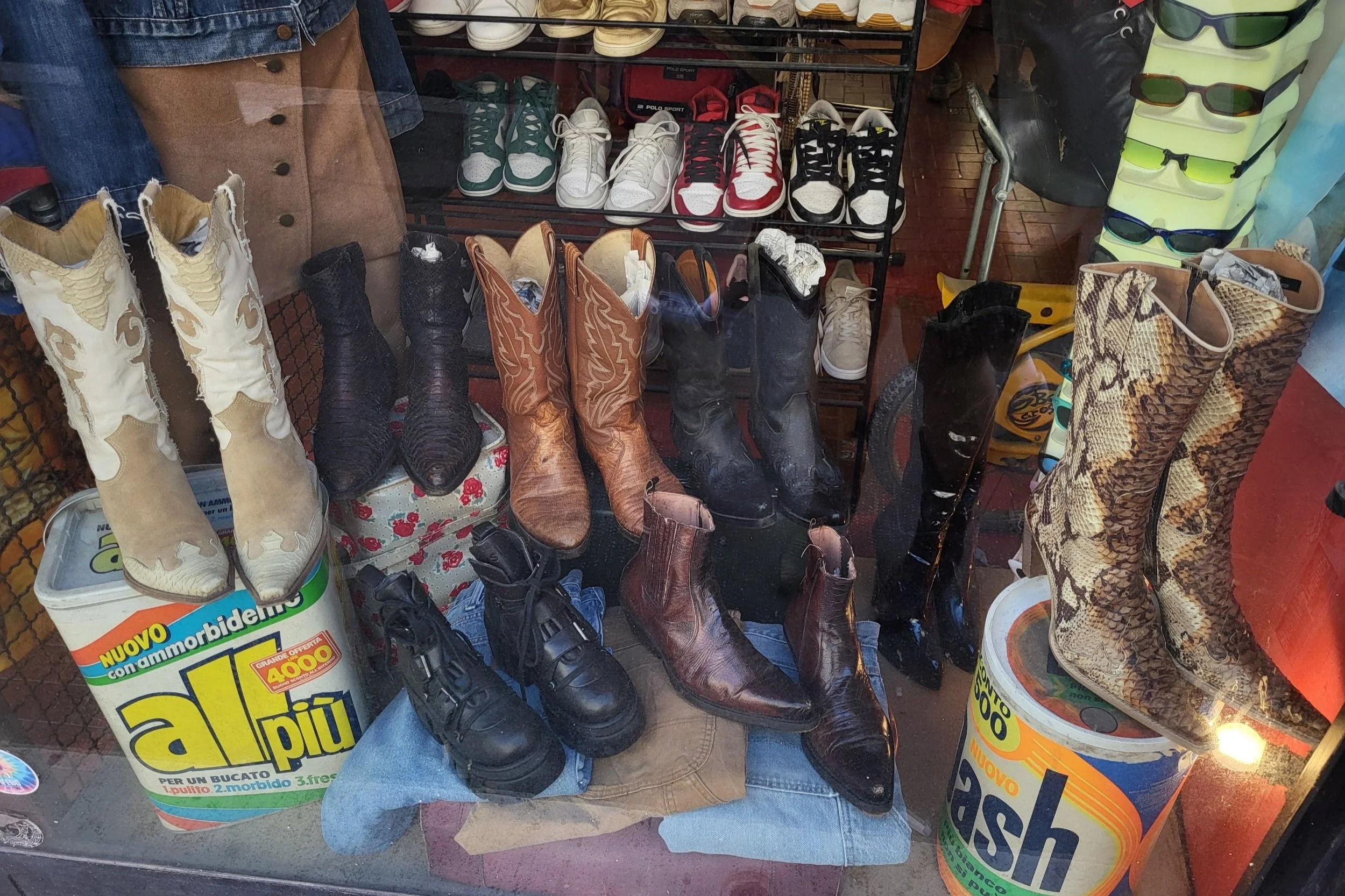 Cowboy boots at Pifebo vintage store in Monti Rome