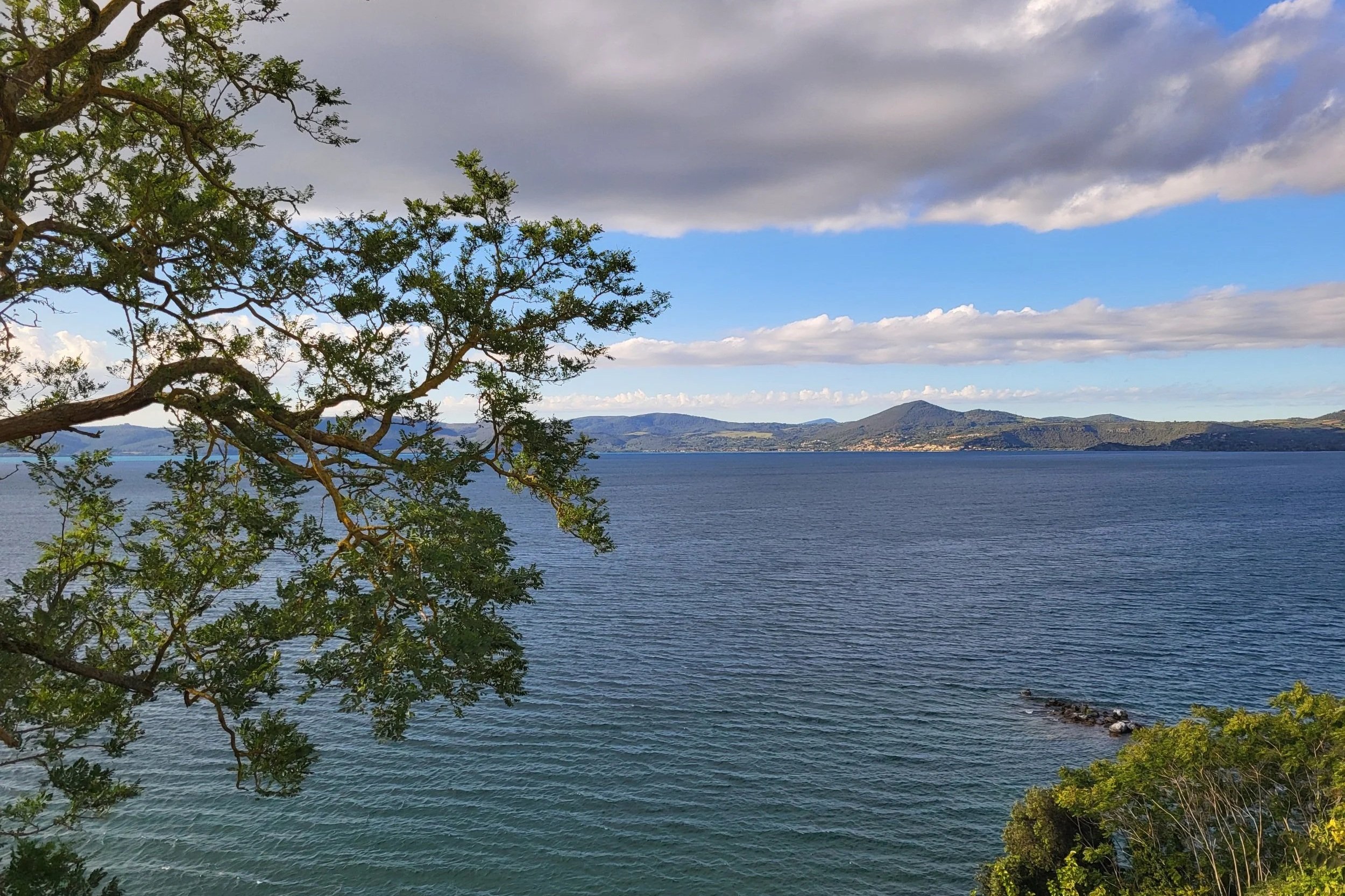 View over Lake Bracciano from Piazza del Comune in Anguillara Sabazia
