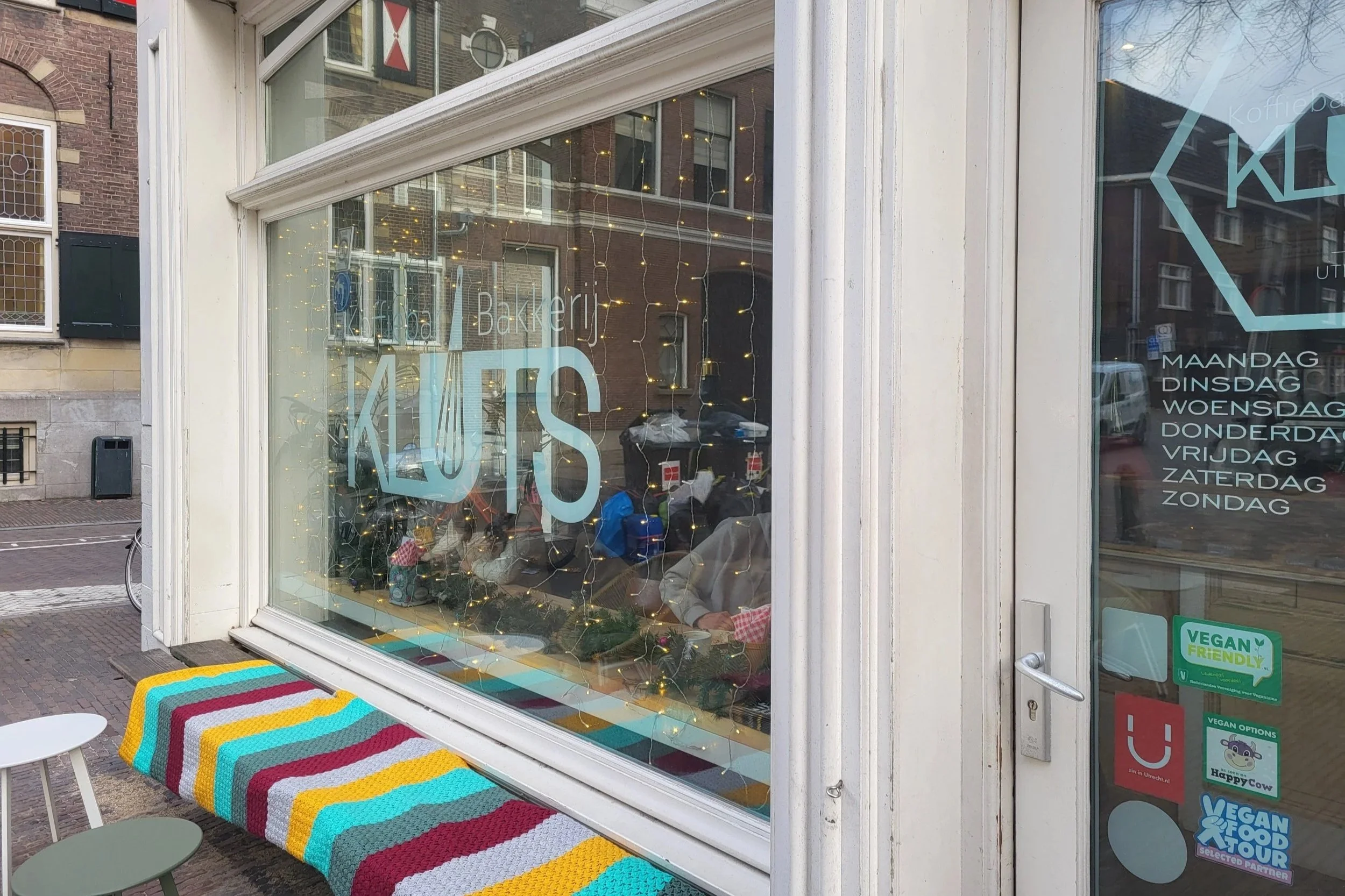 Window of Kluts bakery in Utrecht