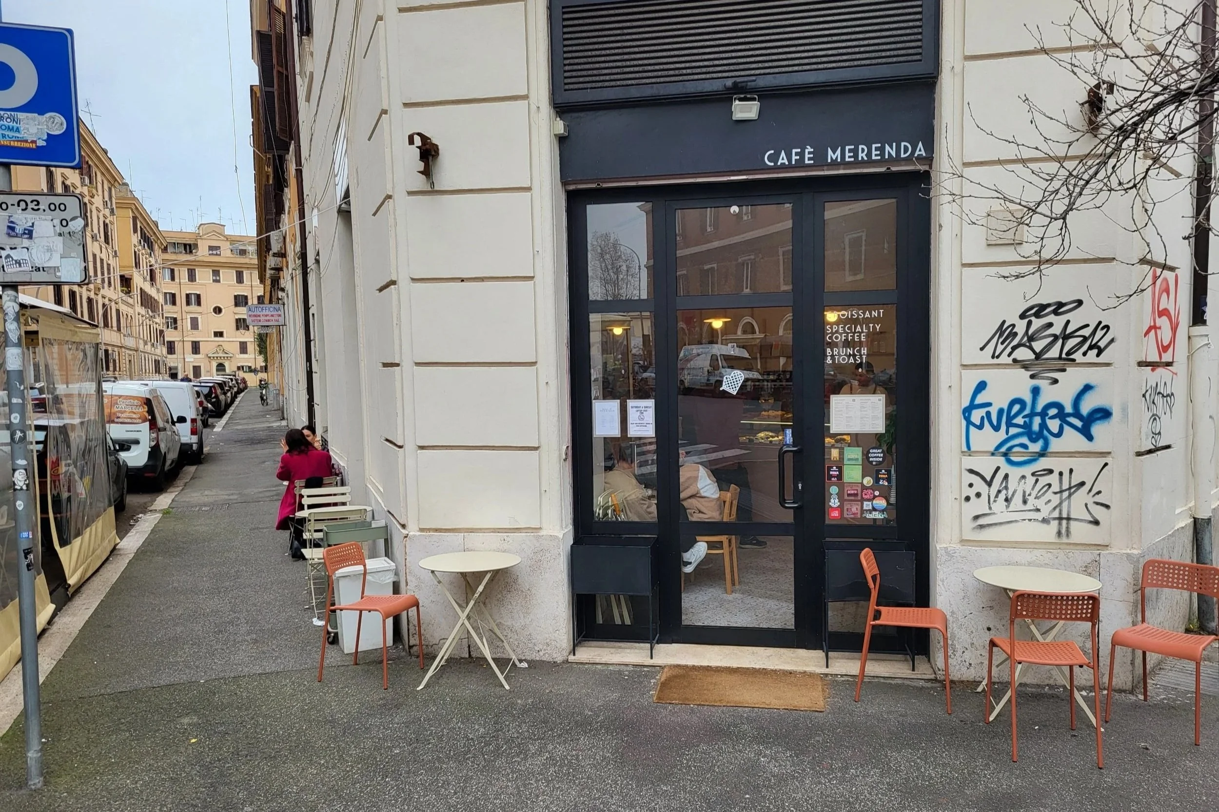 Entrance of Café Merenda in Rome