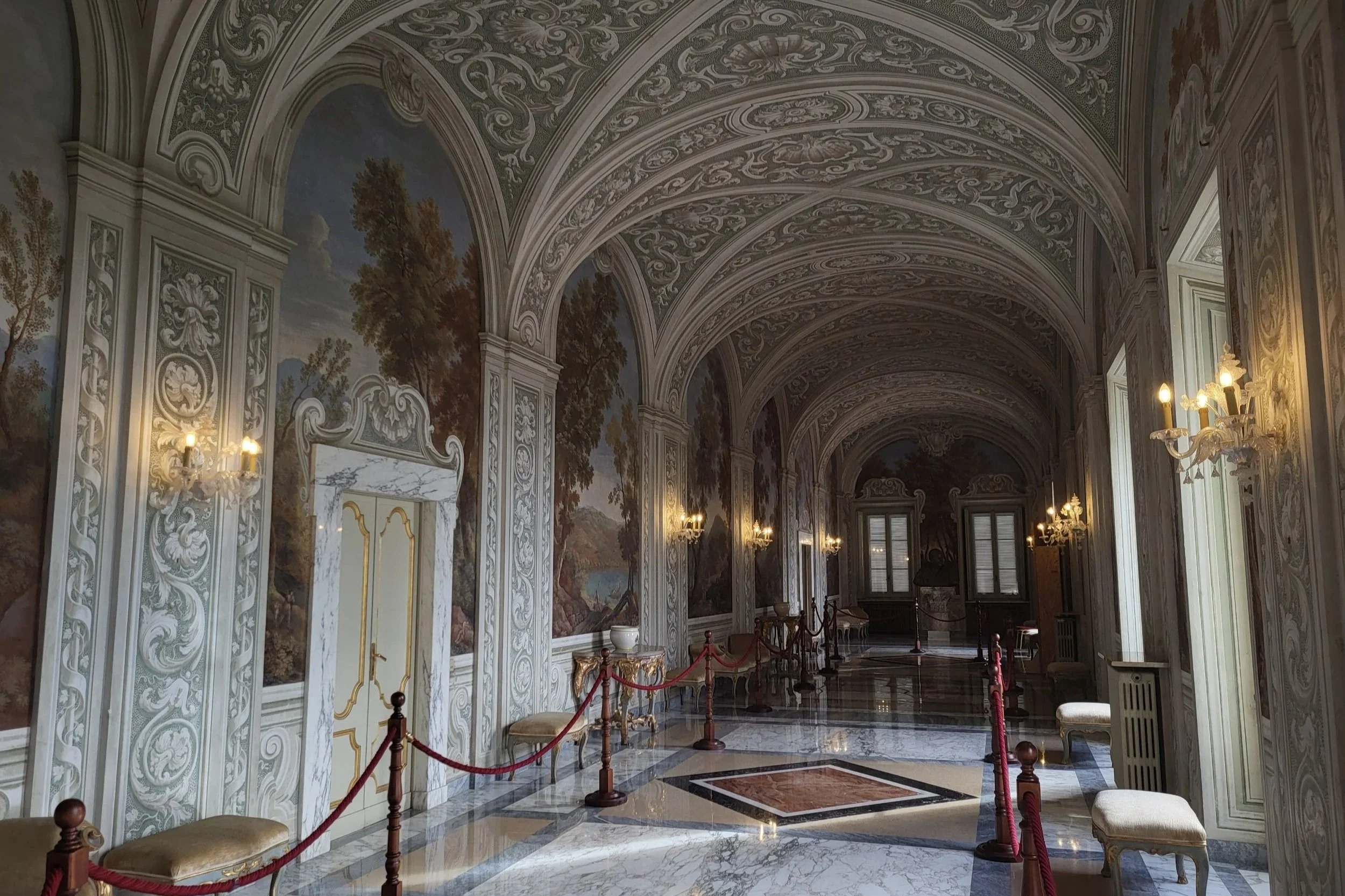 Beautifully decorated hallway inside the Palazzo Pontificio