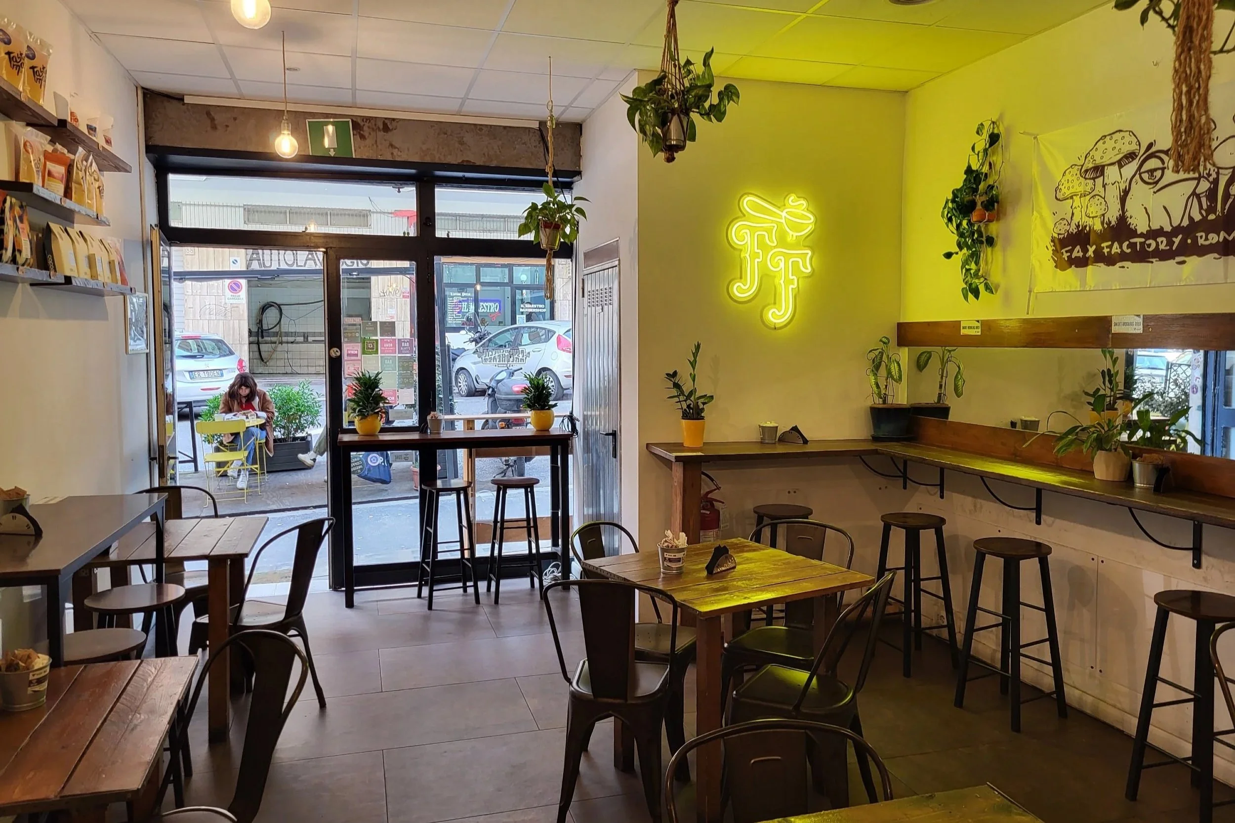 Inside cafe Fax Factory Rome Pigneto area