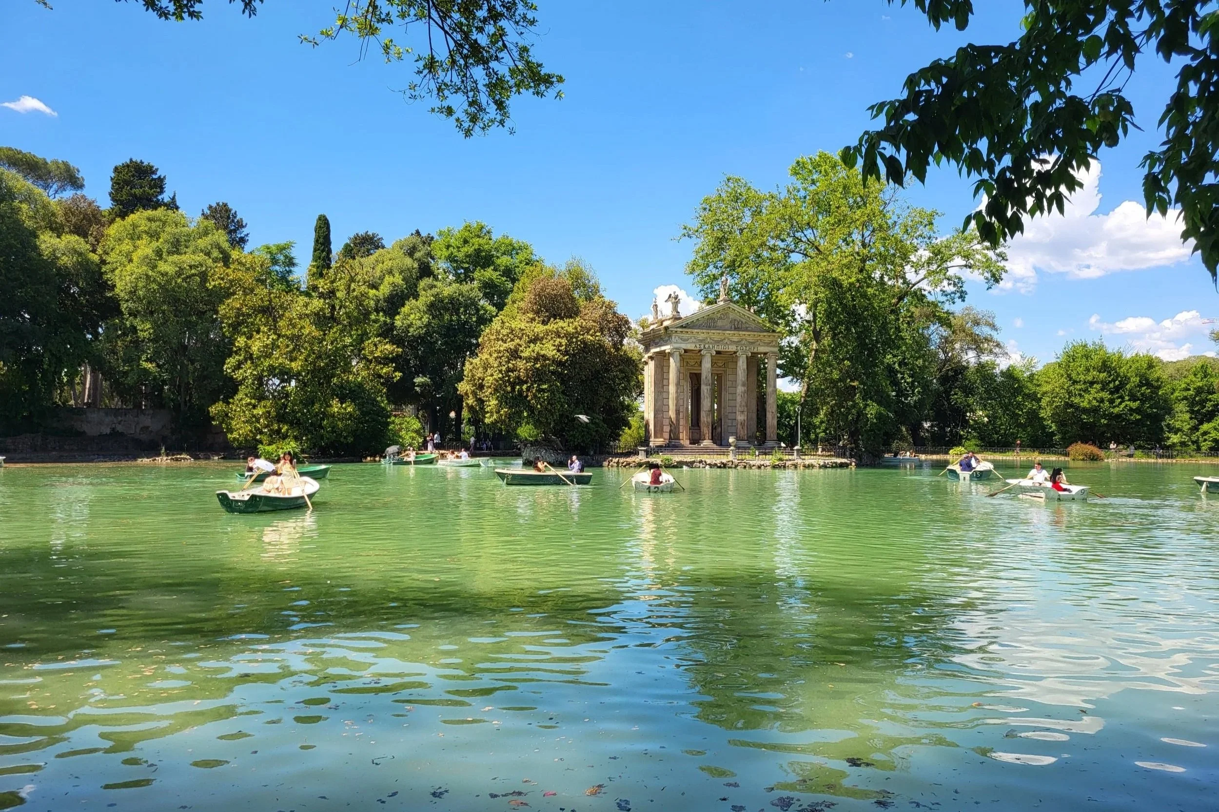 Pond in Villa Borghese with rowboats