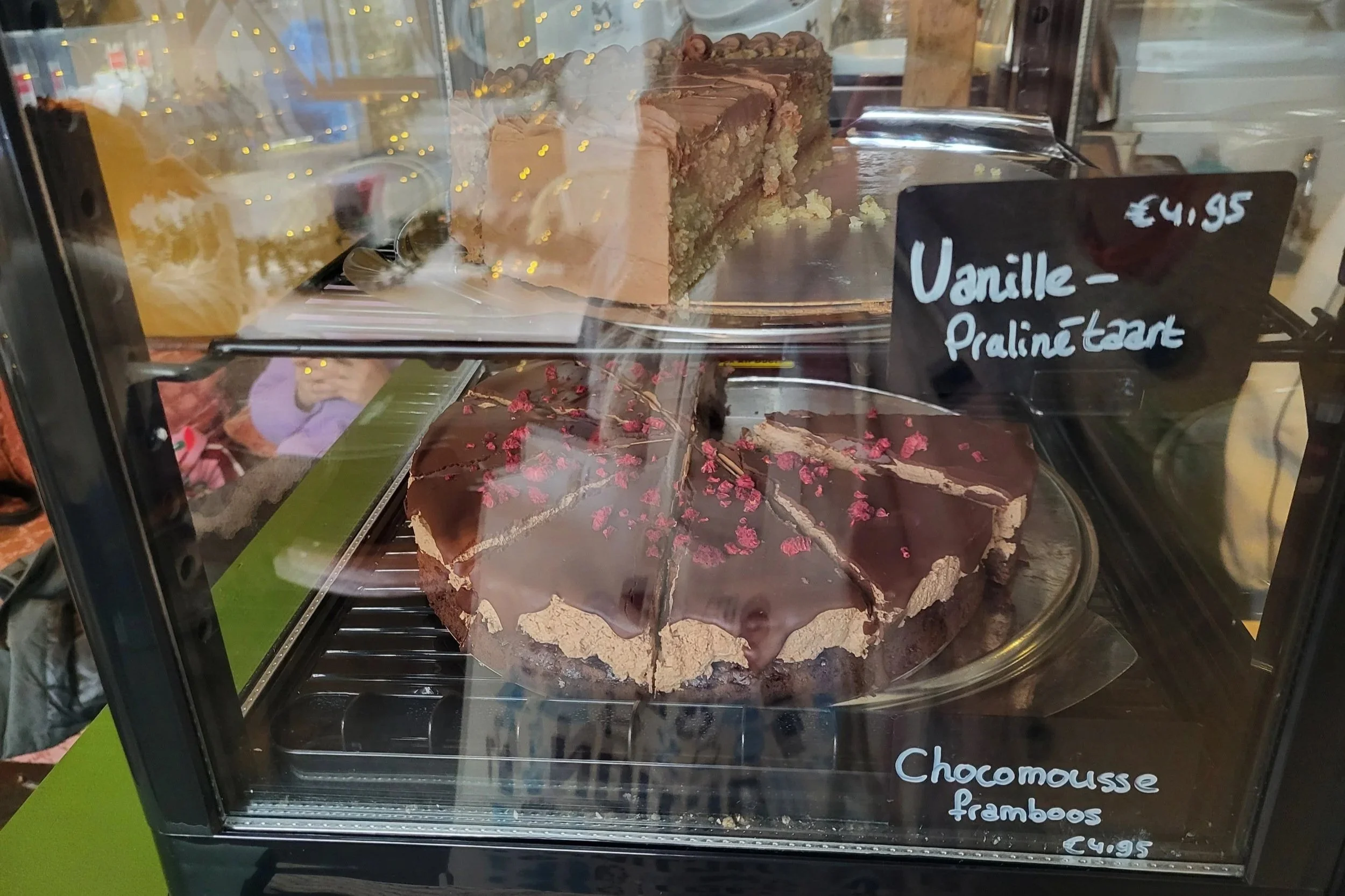 two different pies on display at Kluts bakery