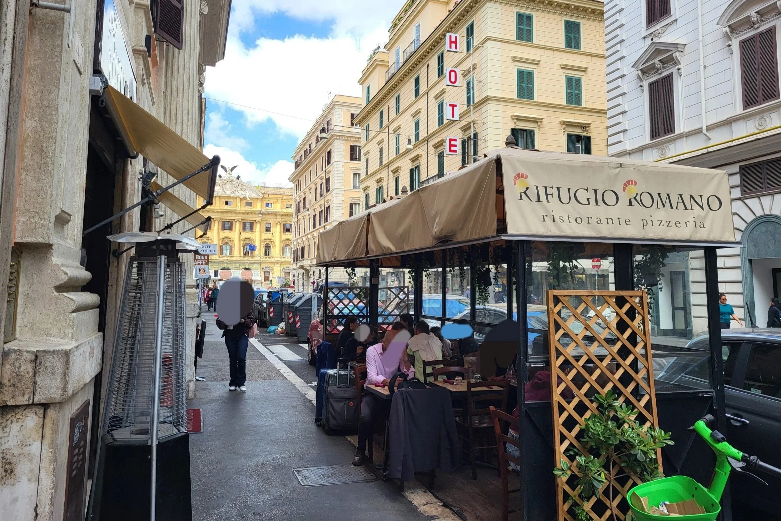 Outside seating area at Rifugio Romano Rome