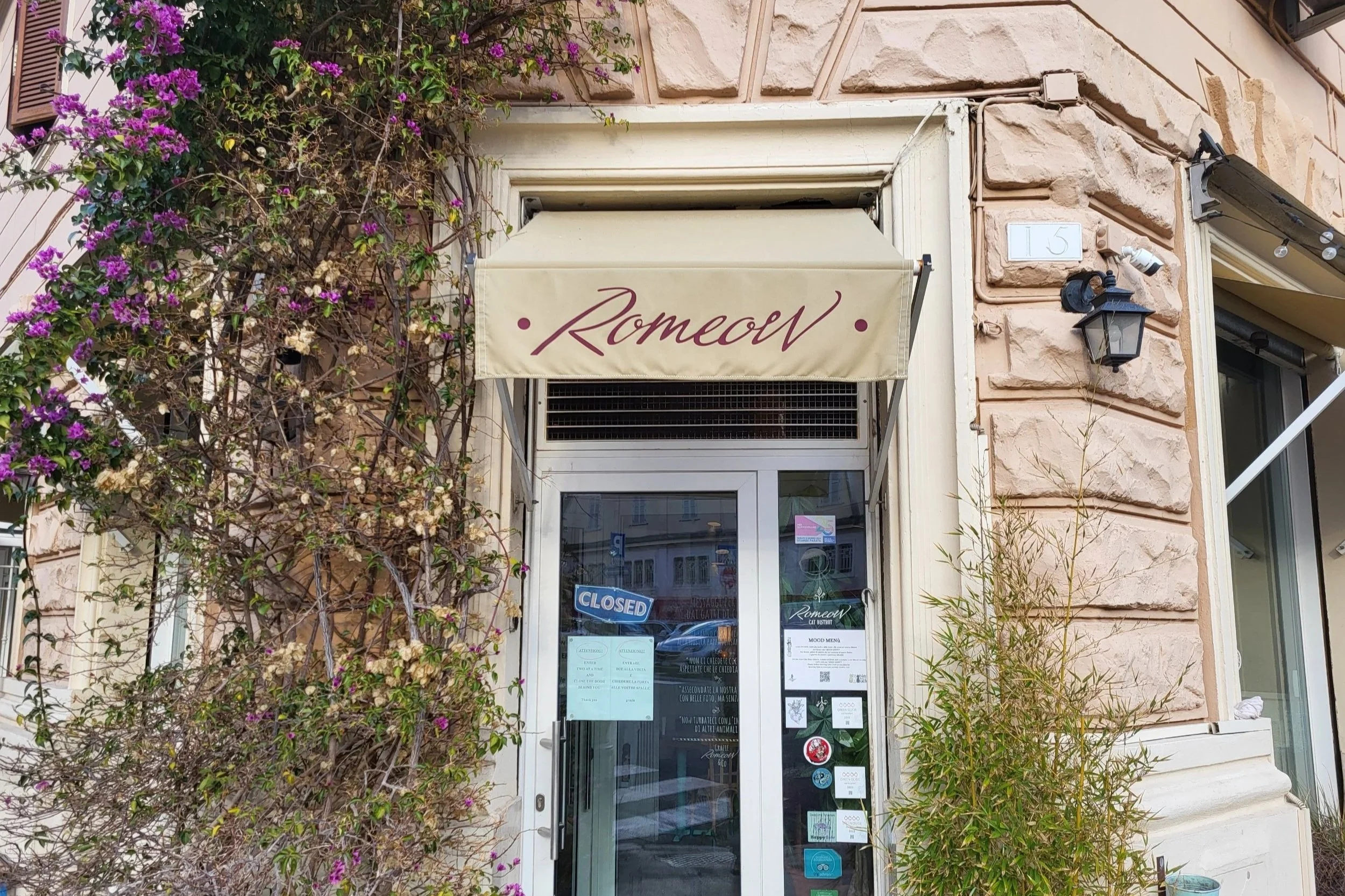 Entrance of Romeow Cat Bistrot in Ostiense Rome