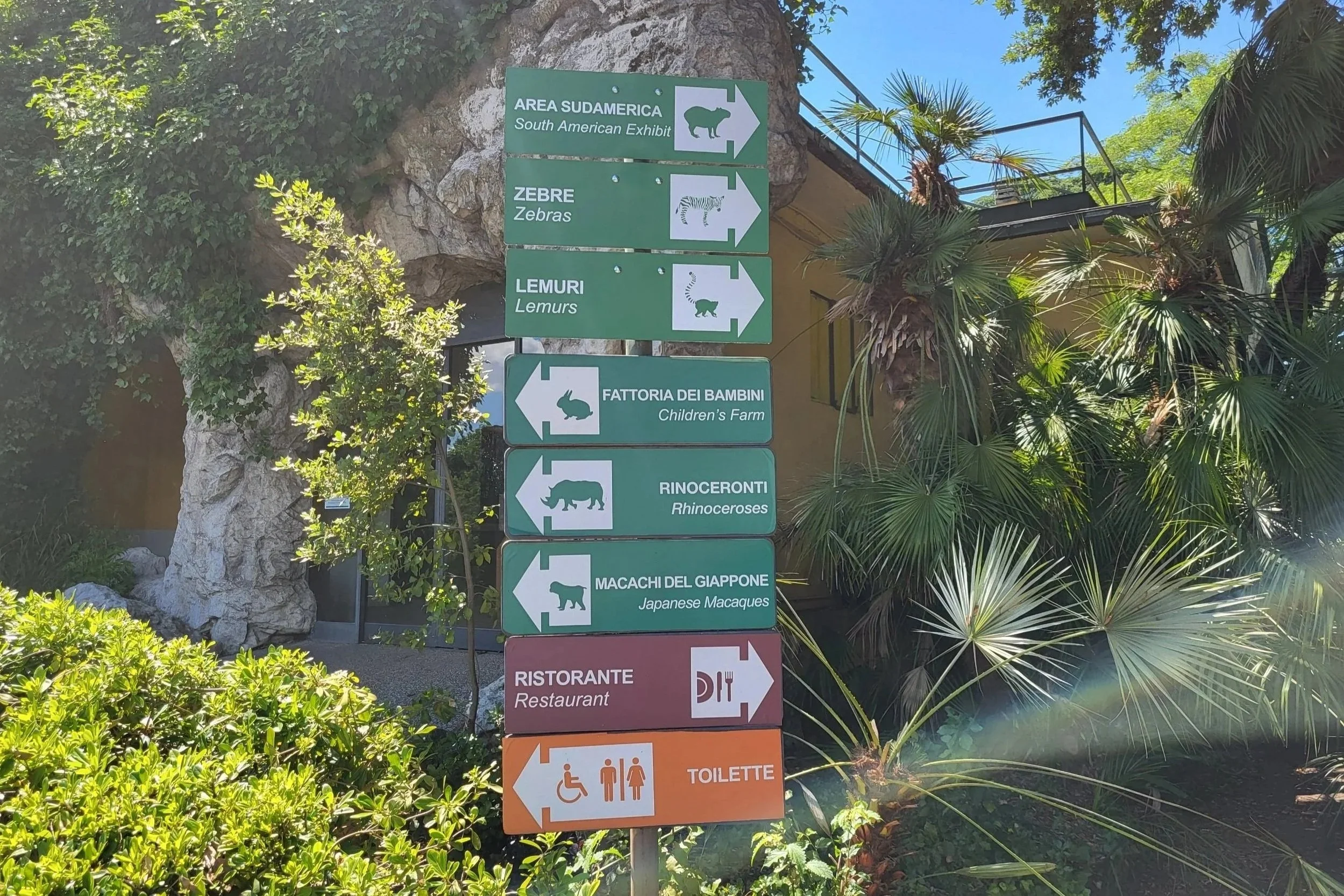 Signs indicating were to go in Bioparco di Roma