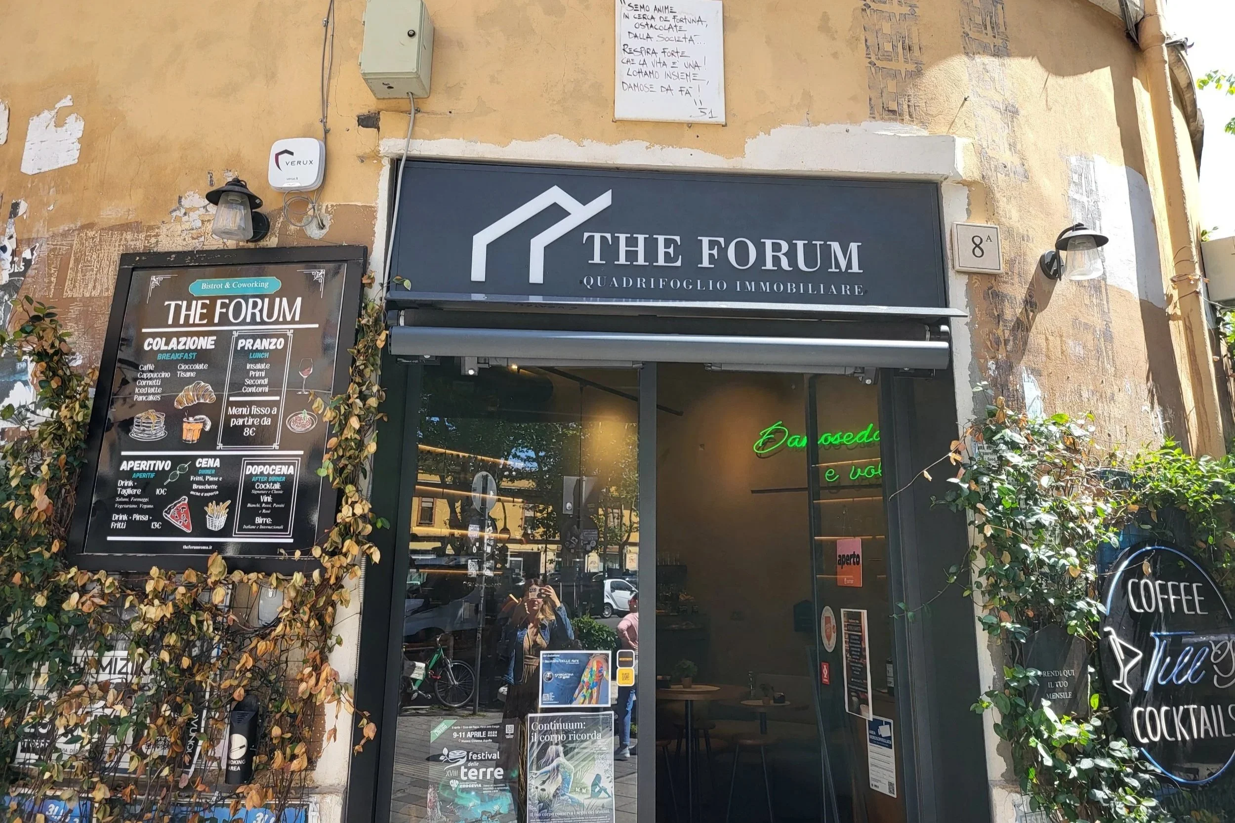 Entrance of The Forum coworking café in Pigneto