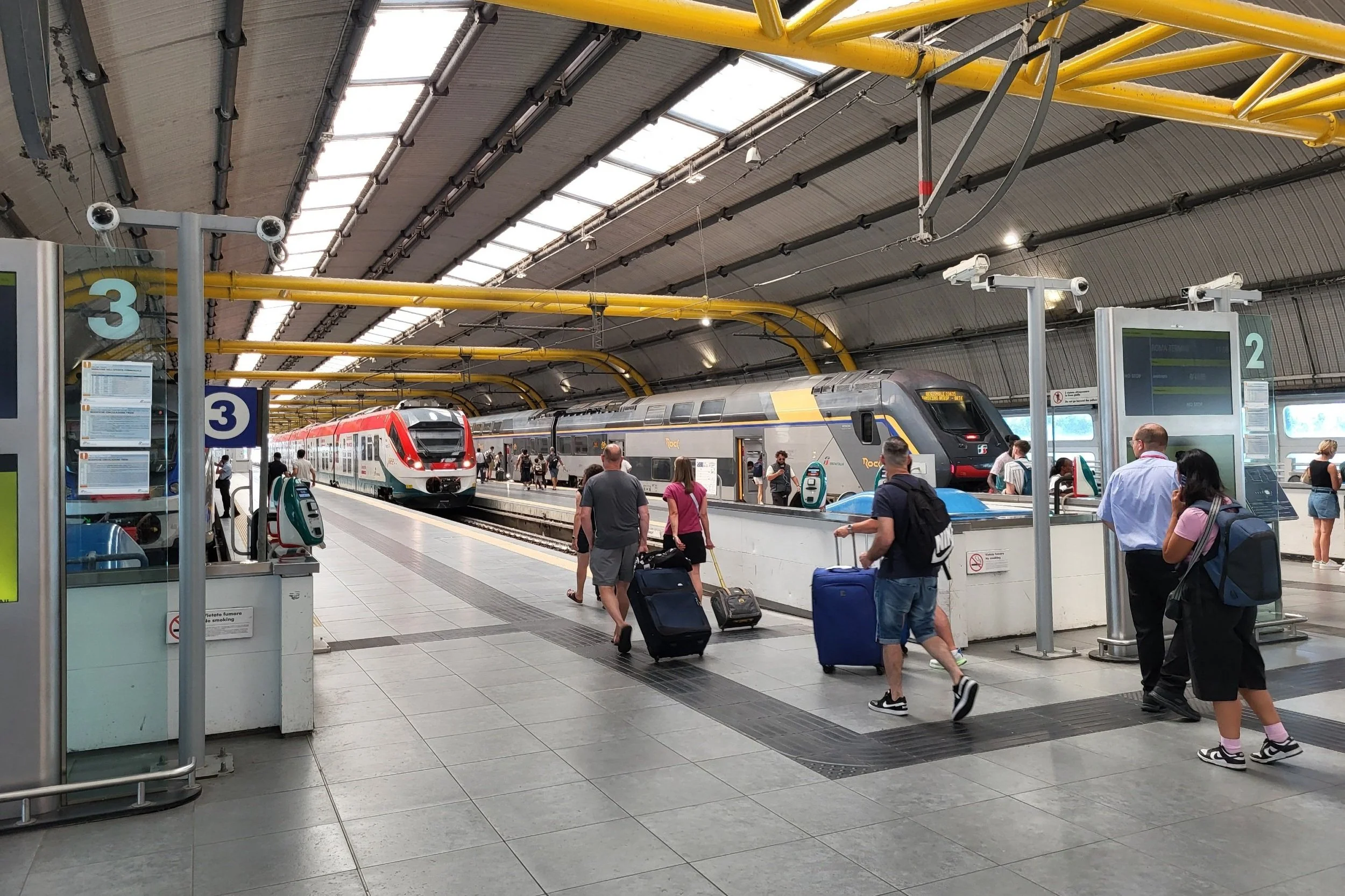 Leonardo Express train ready to depart from Fiumicino Airport to Roma Termini station
