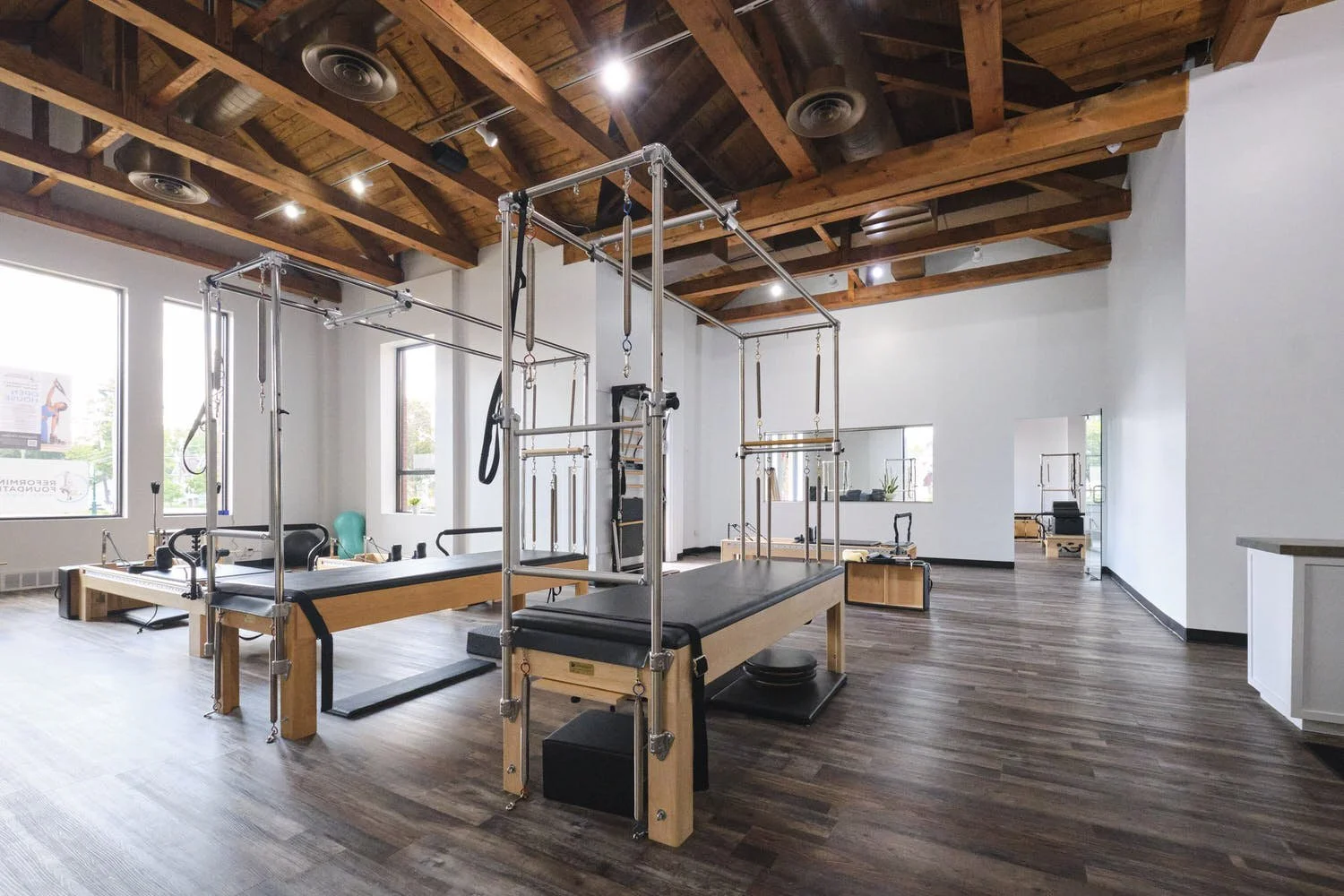 The RF Rochester studio with natural light and exposed timber beams