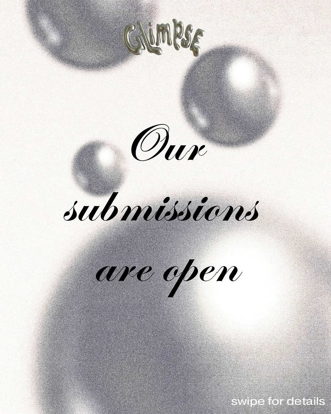 OPEN CALL ALERT! ☎️ 📝

Our submissions are now open! If you are interested in visual arts and culture and how they intersect with our everyday lives, then Glimpse is the perfect place to share your writing. We are looking for show reviews, interview