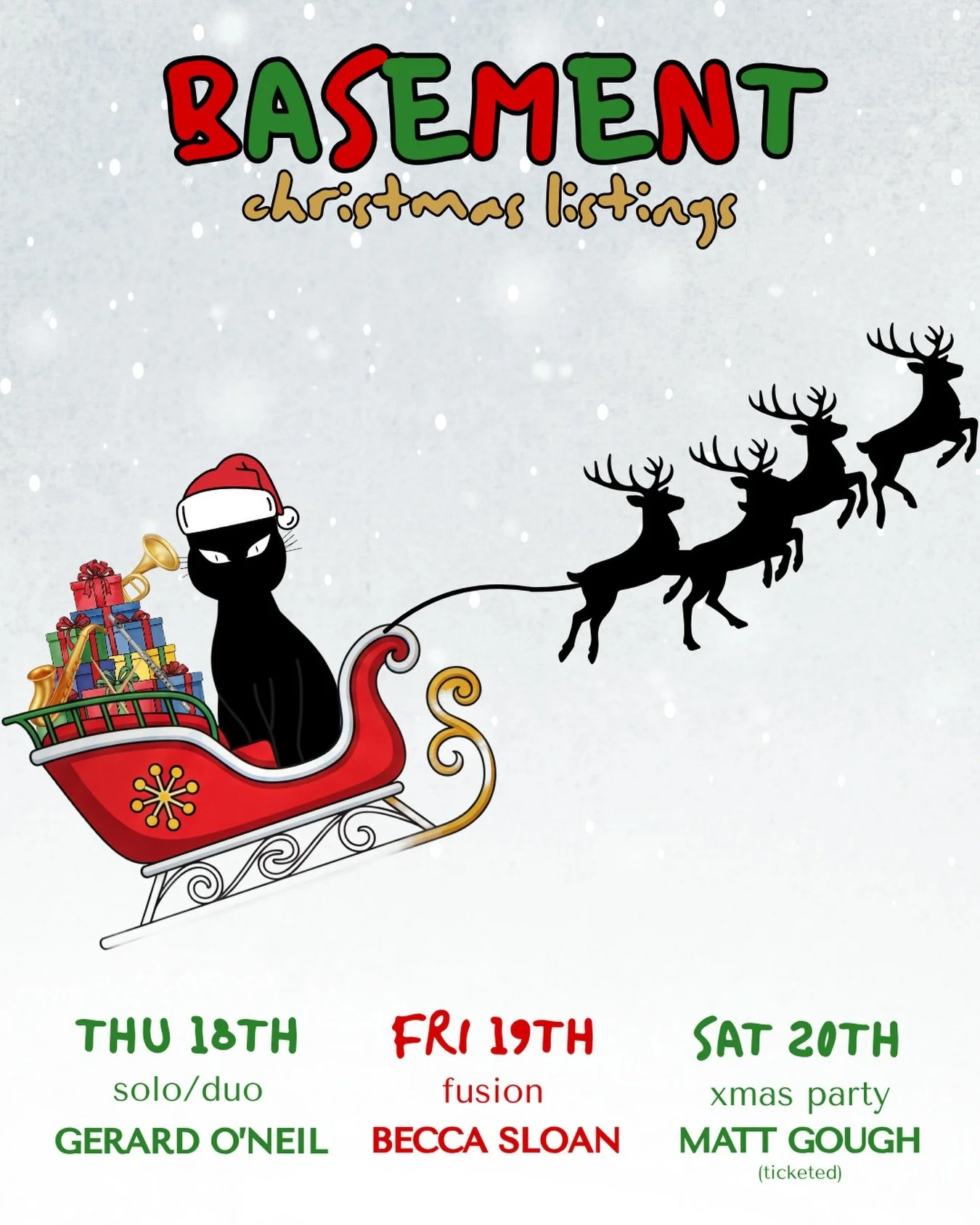 Christmas has really snuck up on us and now all of a sudden there&rsquo;s only 3 more nights of Basement Jazz Cafe in 2025😳

Thanks for your continued support, hope to see a lot of you this week before a brief hiatus over Christmas and the New Year&