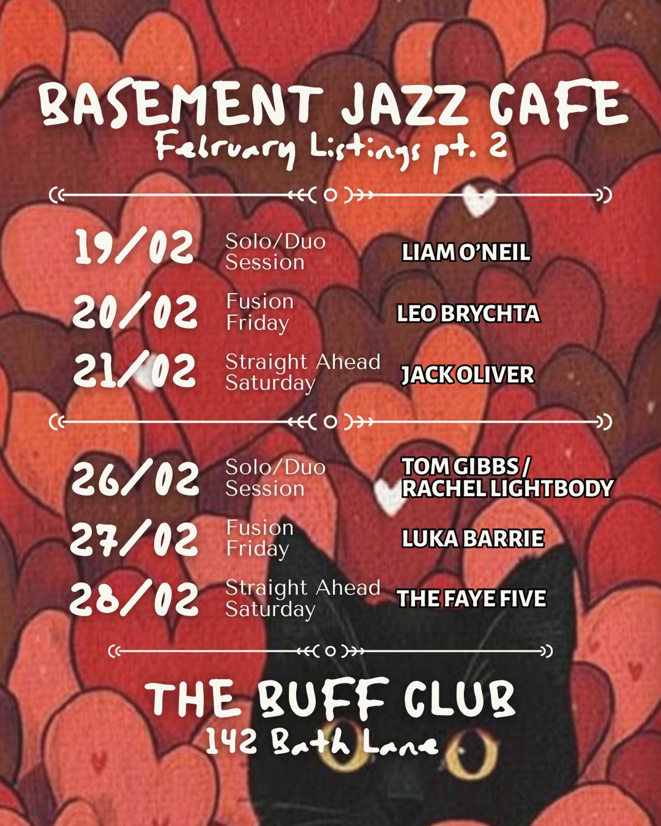 February is almost over already but luckily we&rsquo;ve still got 6 nights of jazz lined up to round out the love month&hellip;

As per usual we&rsquo;re fully booked for all of these dates, but there&rsquo;s always tables kept back for walk ins, joi
