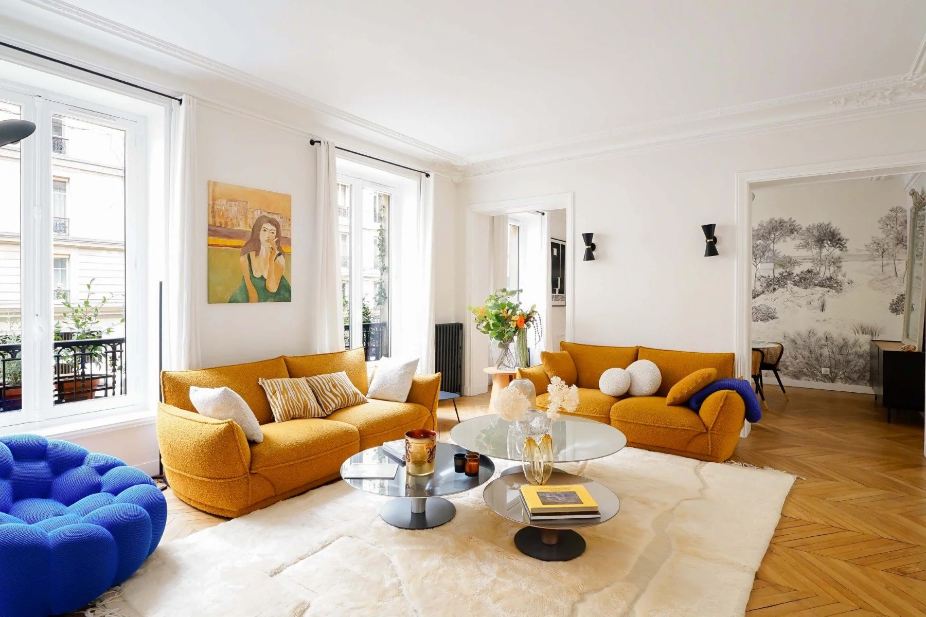 luxury apartment paris mouffetard living room